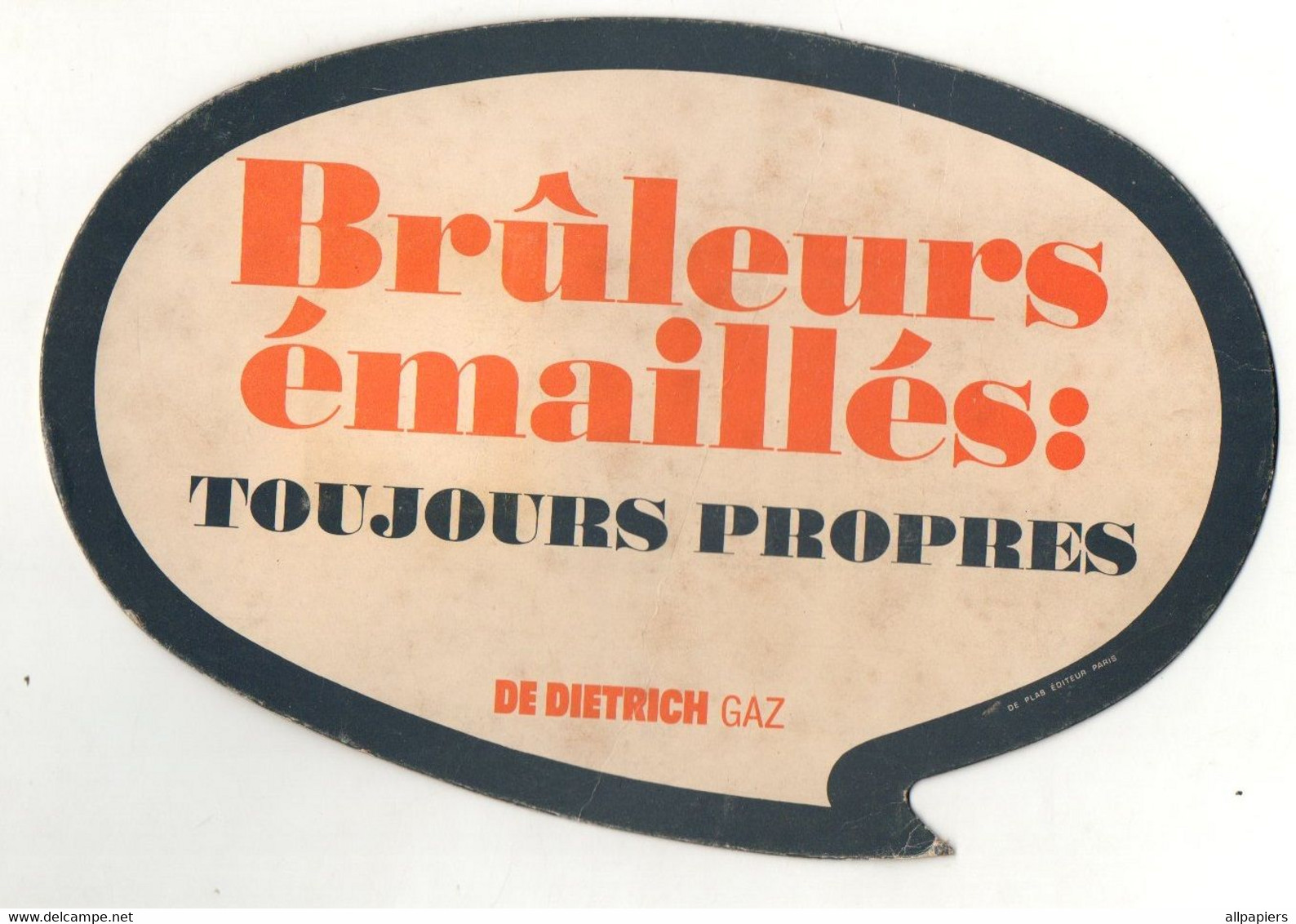 Magnet Publicitaire En Carton Brûleurs émaillés : Toujours Propres De Dietrich Gaz - Format : 22x14.5 Cm - Publicitaires