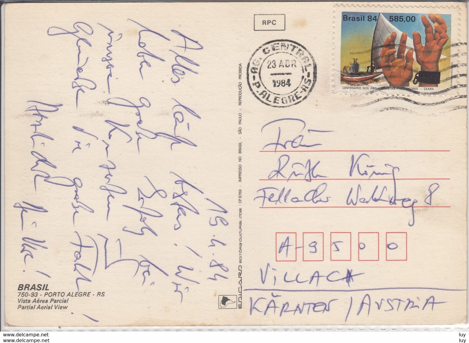 PORTO ALEGRE, Brasil - Viste Aérea Parcial   Nice Stamp 1984 - Porto Alegre