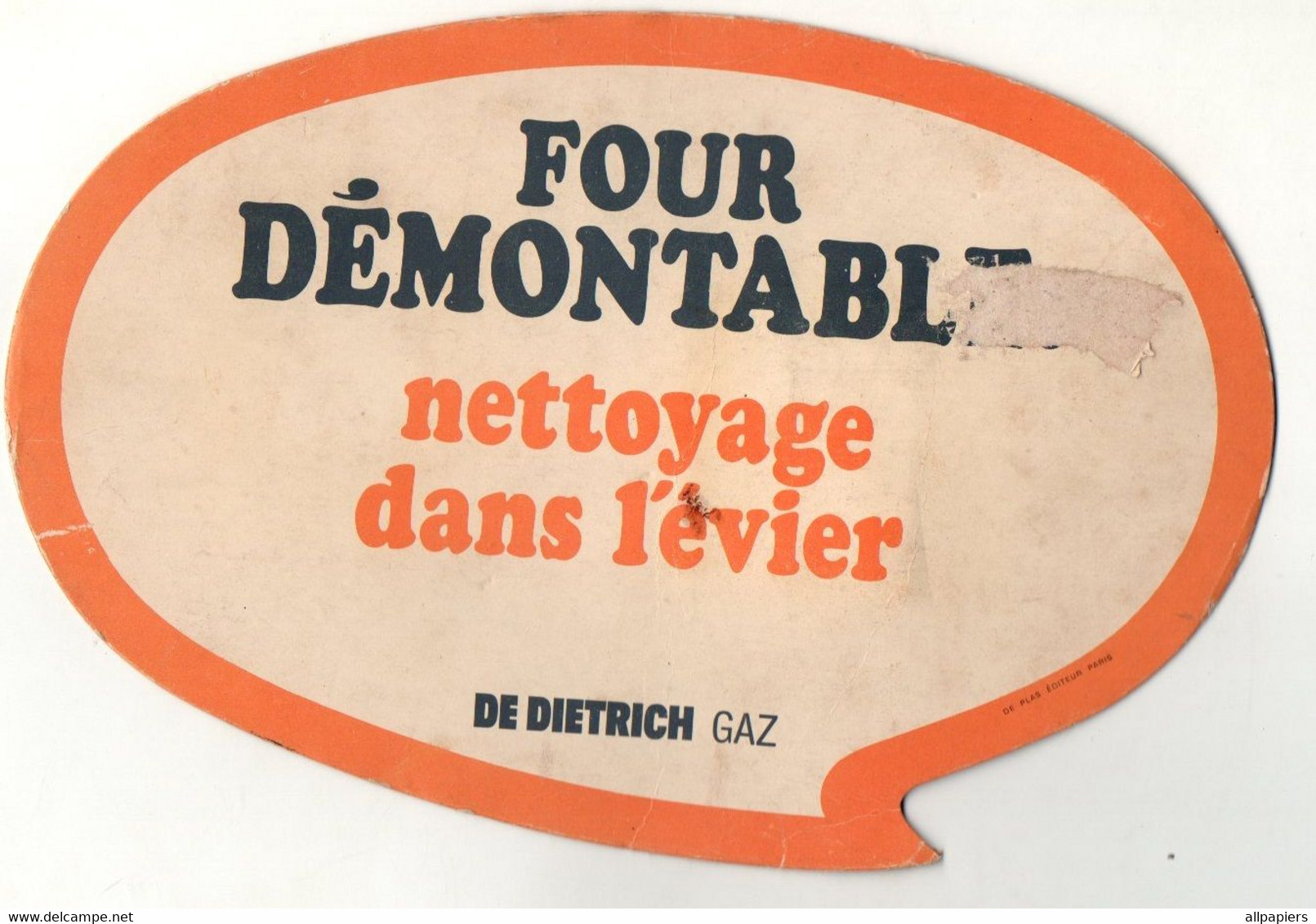 Magnet Publicitaire En Carton Four Démontable Nettoyage Dans L'évier De Dietrich Gaz - Format : 22x14.5 Cm - Reclame