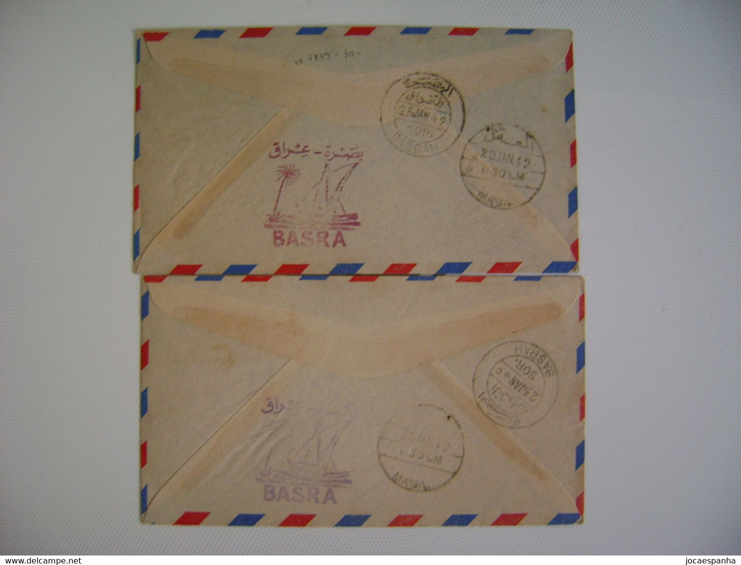 PETROLEUM 2 ENVELOPES FIRST DIRECT AIR MAIL FLIGHT NEW YORK AND BOSTON TO BASRAH-IRAQ IN 1949 IN THESTATE - Petrolio