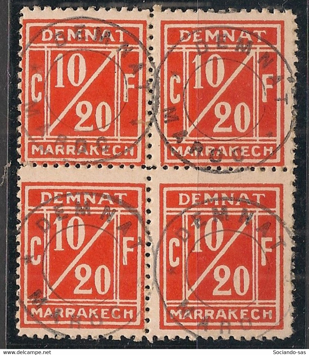 MAROC - DEMNAT A MARRAKECH - 1907 - N°Yv. 1A - 10/20c Rouge-orange - Bloc De 4 - Oblitéré / Used - Postes Locales & Chérifiennes