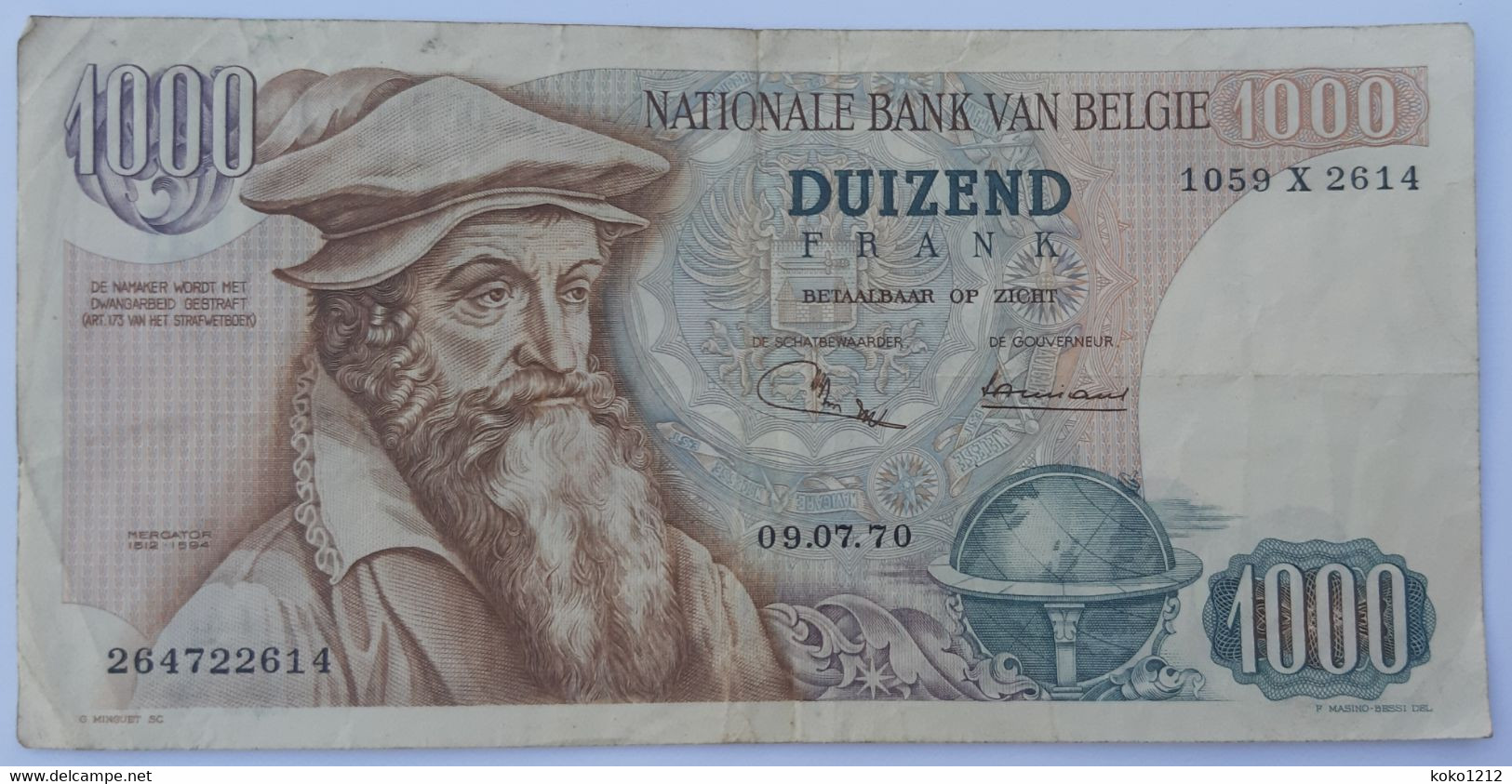 Belgium 1000 Francs 09.07.1970 Ansiaux - Jordens P136b VF+ - 1000 Frank