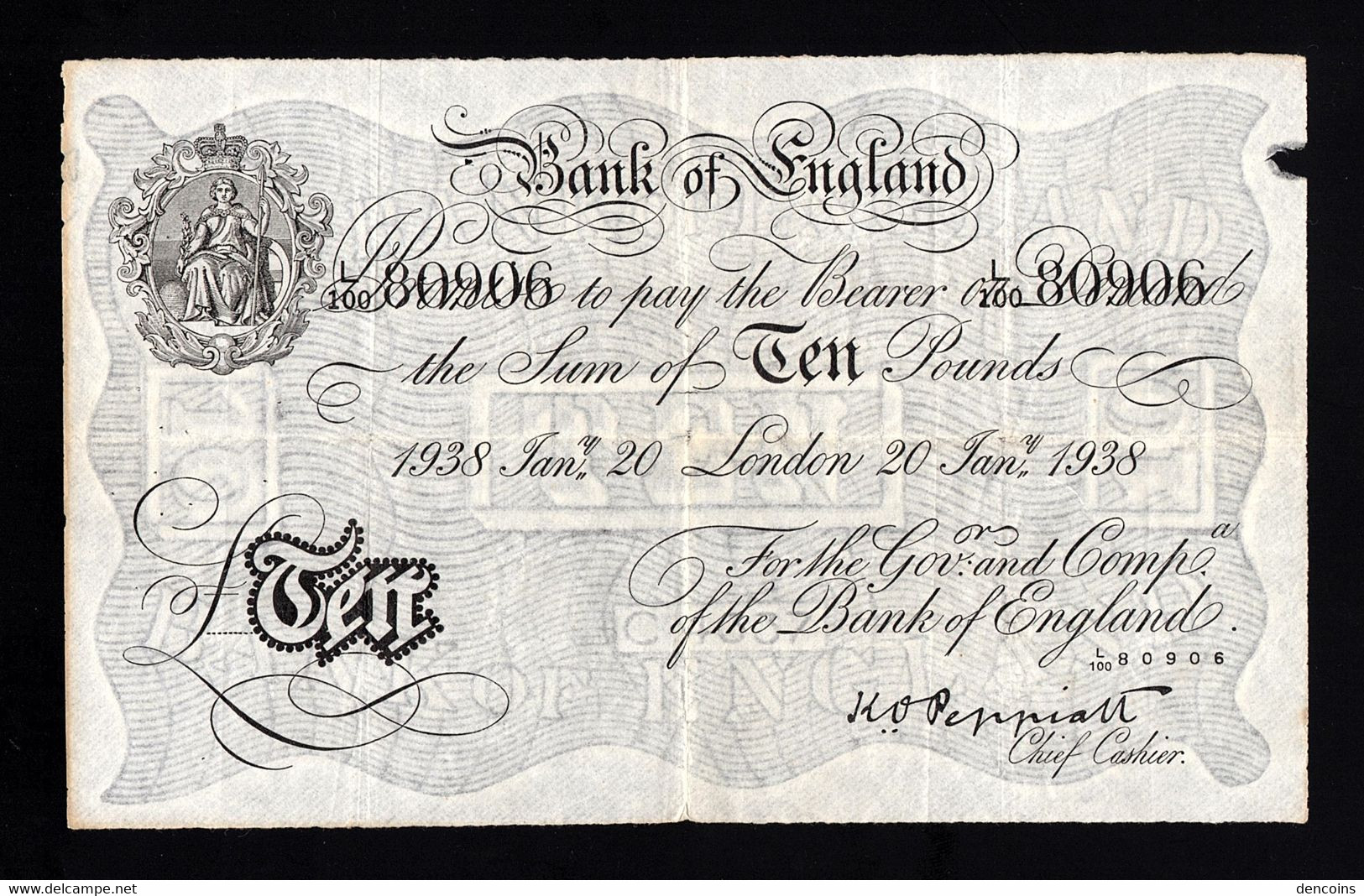 BANK OF ENGLAND 10 POUNDS 1938 - GREAT BRITAIN - 10 Pounds
