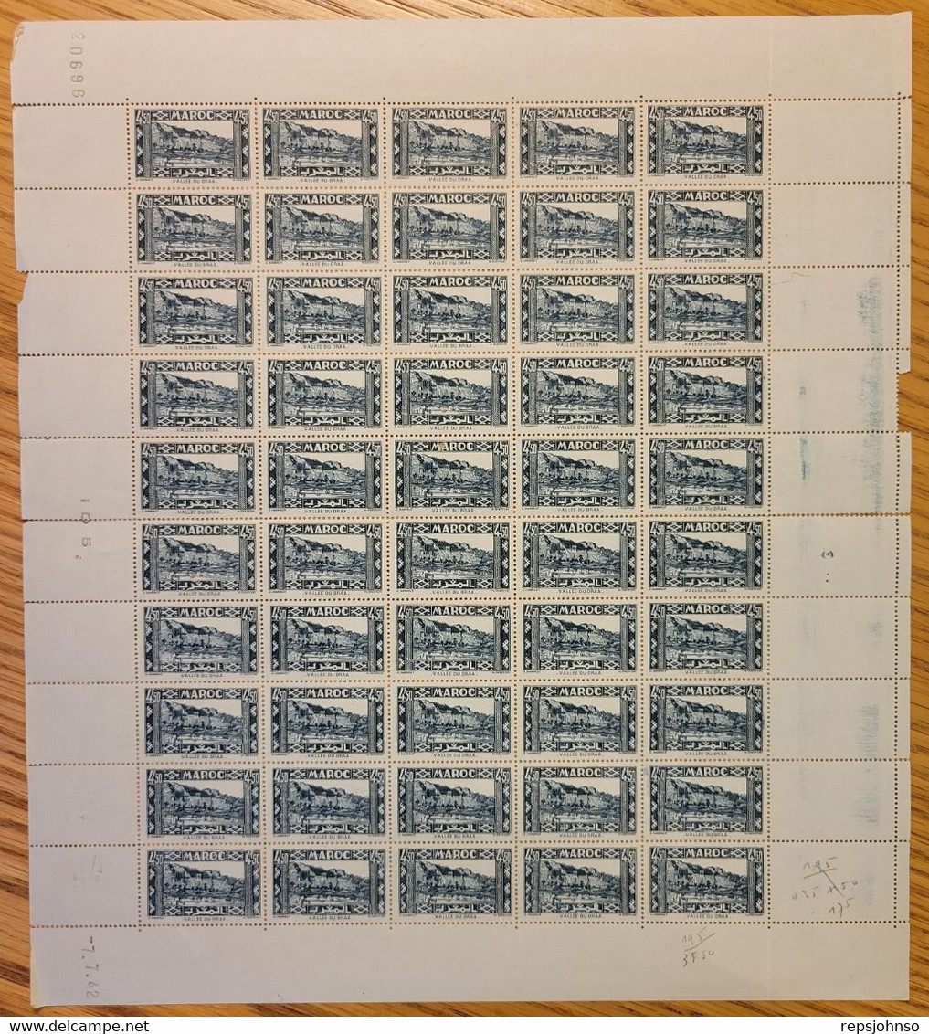 French Morocco Scott #172B* NH  Mint, Never Hinged  Sheet Of 50  CV $40.00 - Hojas Y Bloques