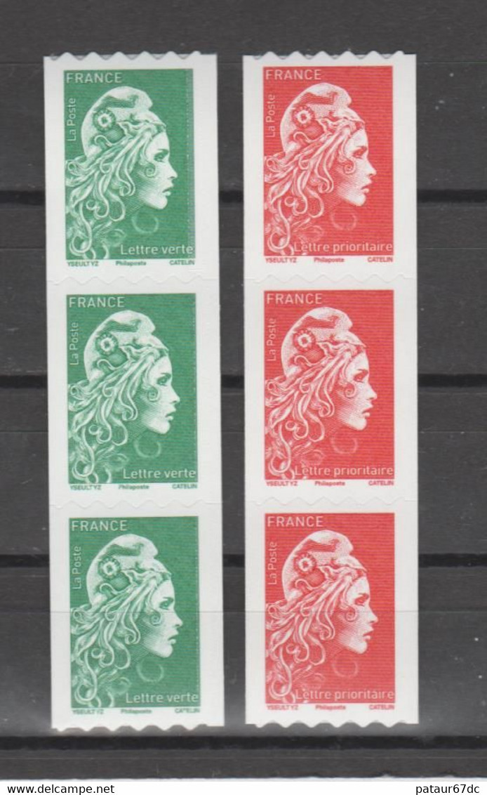 FRANCE / 2022 / Y&T N° AA 1601A/1602A ** : Marianne D'YZ Philaposte (roulettes Adhésives) TVP LV & LP X 3 Paires - Unused Stamps