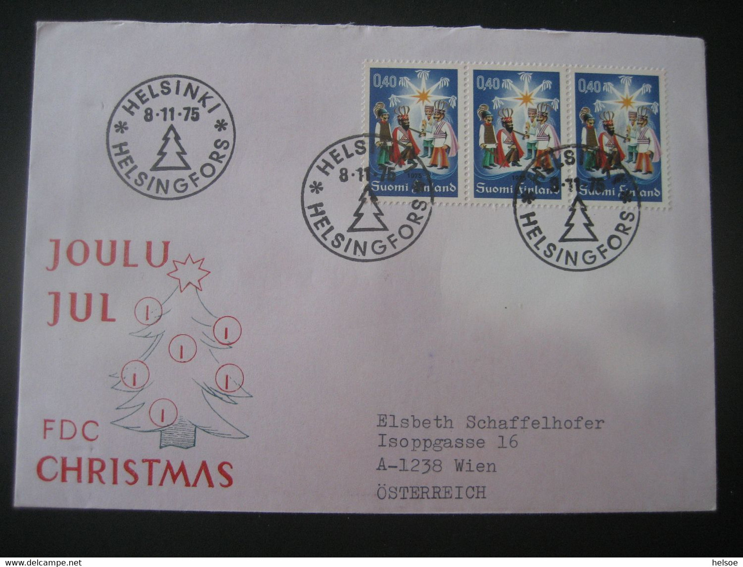 Finnland 1975- Adventgrüße Aus Helsinki Auf Sonderumschlag - Storia Postale