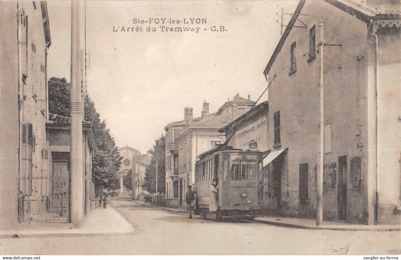 CPA 69 SAINTE FOY LES LYON L'ARRET DU TRAMWAY - Andere & Zonder Classificatie