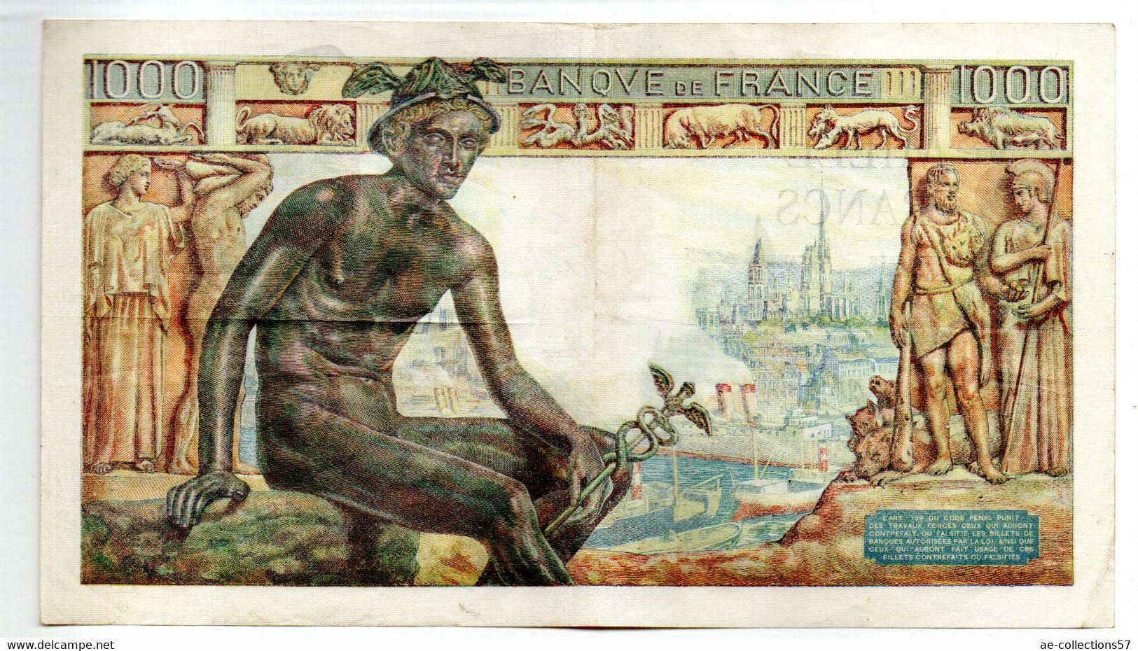 Deméter  //  1000 Francs   22/10 /1942    //    TTB - 1 000 F 1942-1943 ''Déesse Déméter''