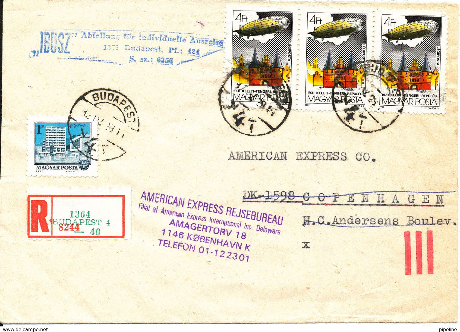 Hungary Registered Cover Sent To Denmark Budapest 29-4-1982 Airship On The Stamps - Cartas & Documentos