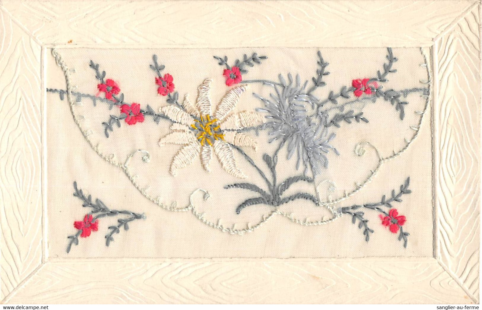 CPA FANTAISIE BRODEE OUVRANT PAR UNE PETITE POCHETTE DECOR A L'EDELWEISS - Embroidered