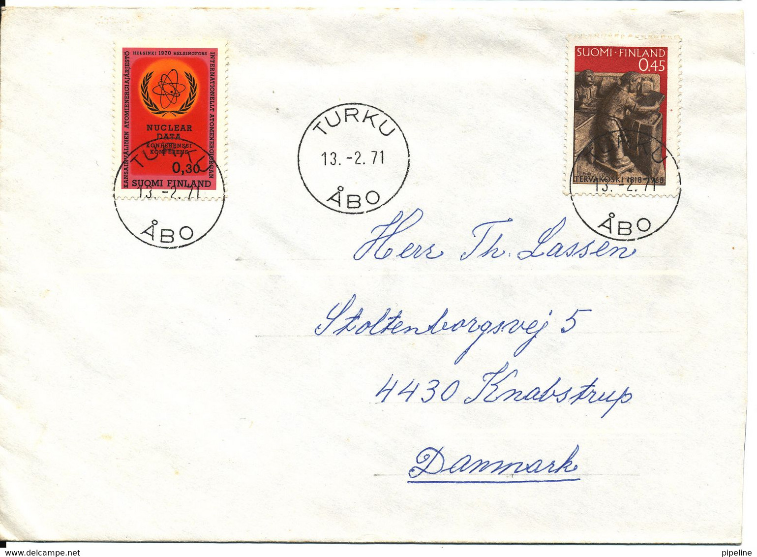 Finland Cover Sent To Denmark Turku Abo 13-2-1971 - Covers & Documents