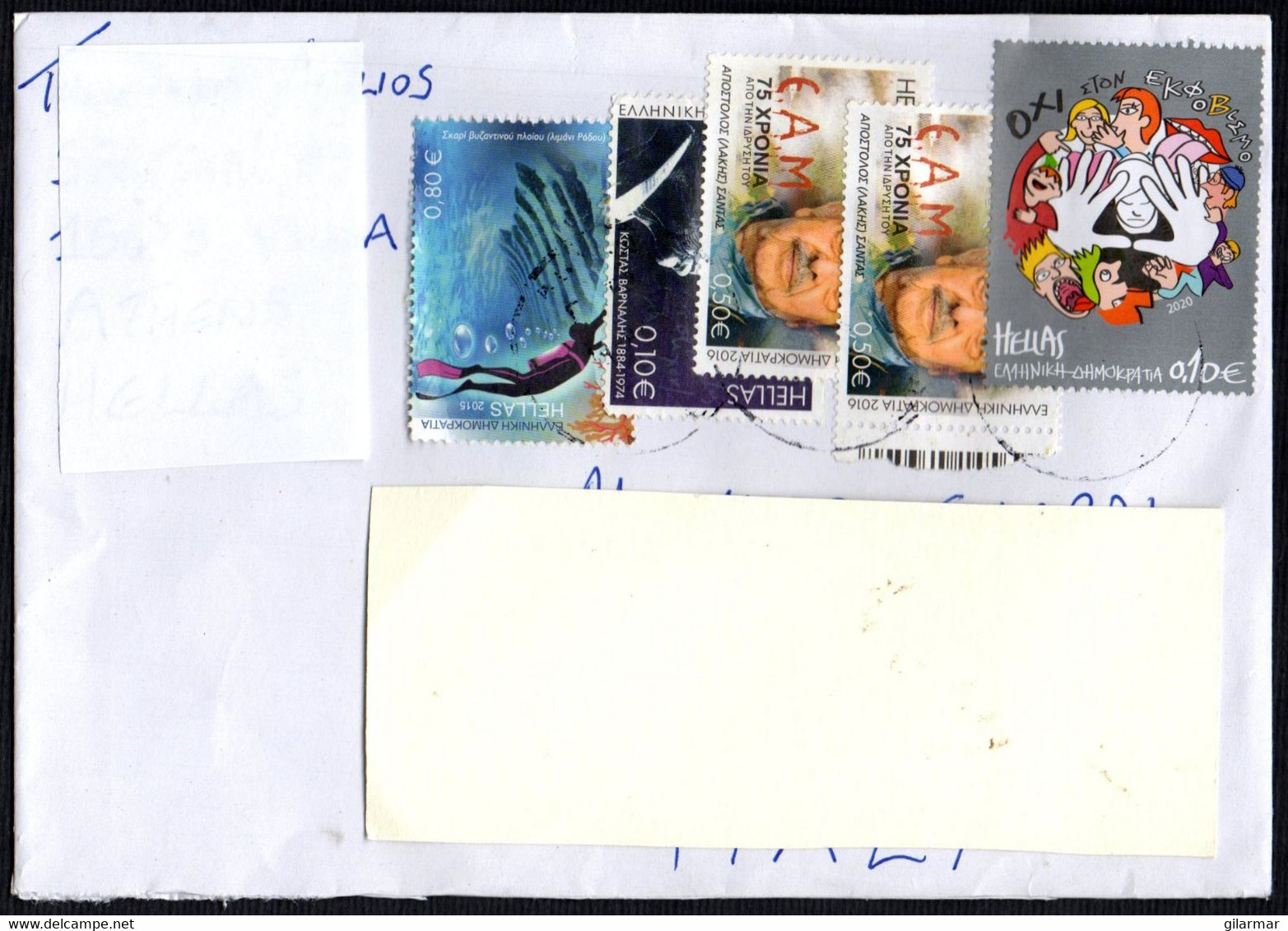 GREECE 2022 - MAILED ENVELOPE - DIVING / NATIONAL LIBERATION FRONT:  APOSTOLOS (LAKIS) SANTAS / CHILDREN: HANDS - Covers & Documents
