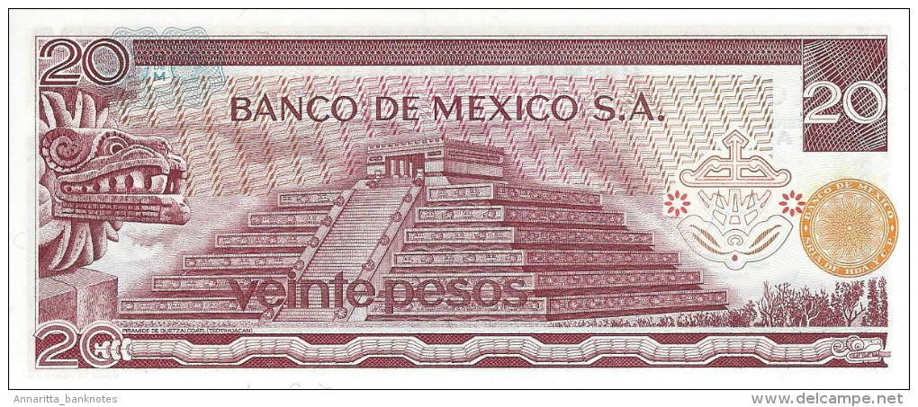 Mexico 20 Pesos 1972, SERIE A LOW SERIAL A0002881 UNC, P-64a, MX064a - Mexico