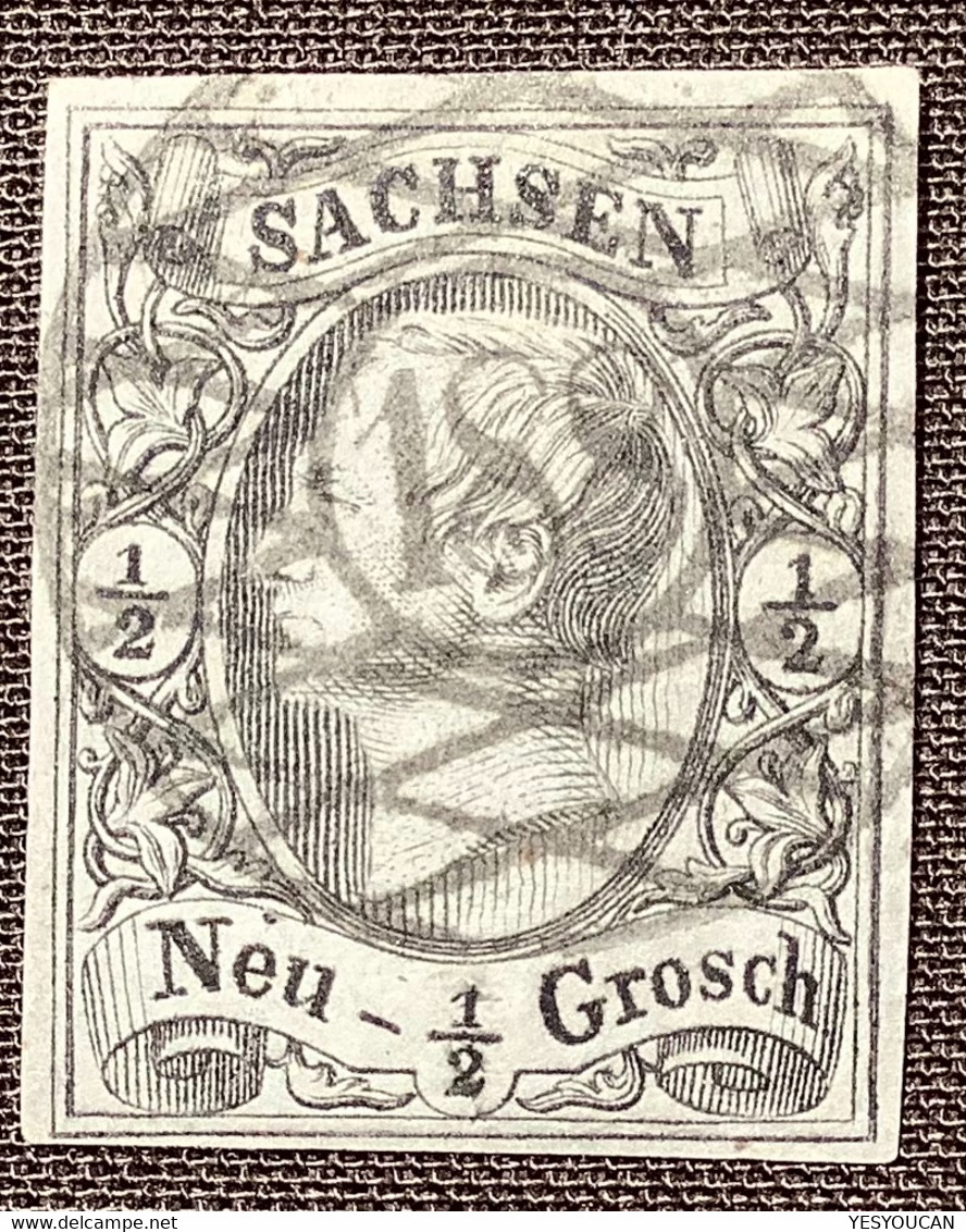 Seltener Nummernstempel 188 MEHLTHEUER BEI PLAUEN Mi.8 I 1855 König Johann I KB Vaatz BPP (Sachsen Rosenbach Vogtland - Saxe