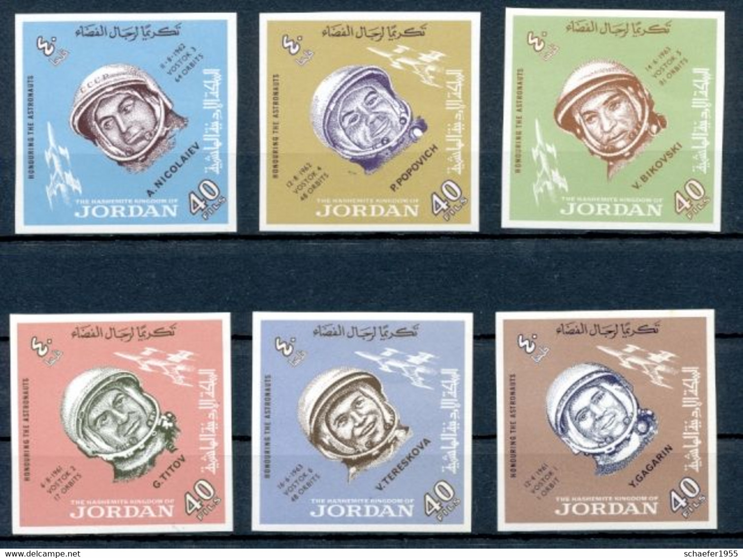 Jordanien, Jordan 1965 Russian Cosmonauts / Space 2x FDC + Stamps, Imperf. - Azië