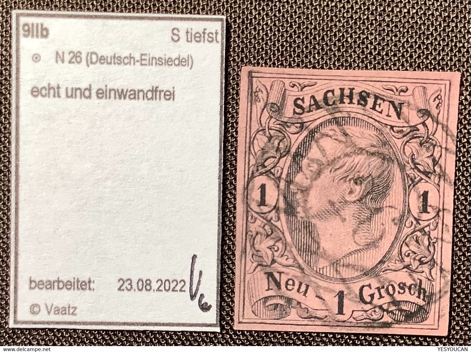 Sachsen Nummernstempel 26 DEUTSCH-EINSIEDEL Auf Mi.9 IIb 1855 König Johann I Gepr. Vaatz BPP - Sachsen