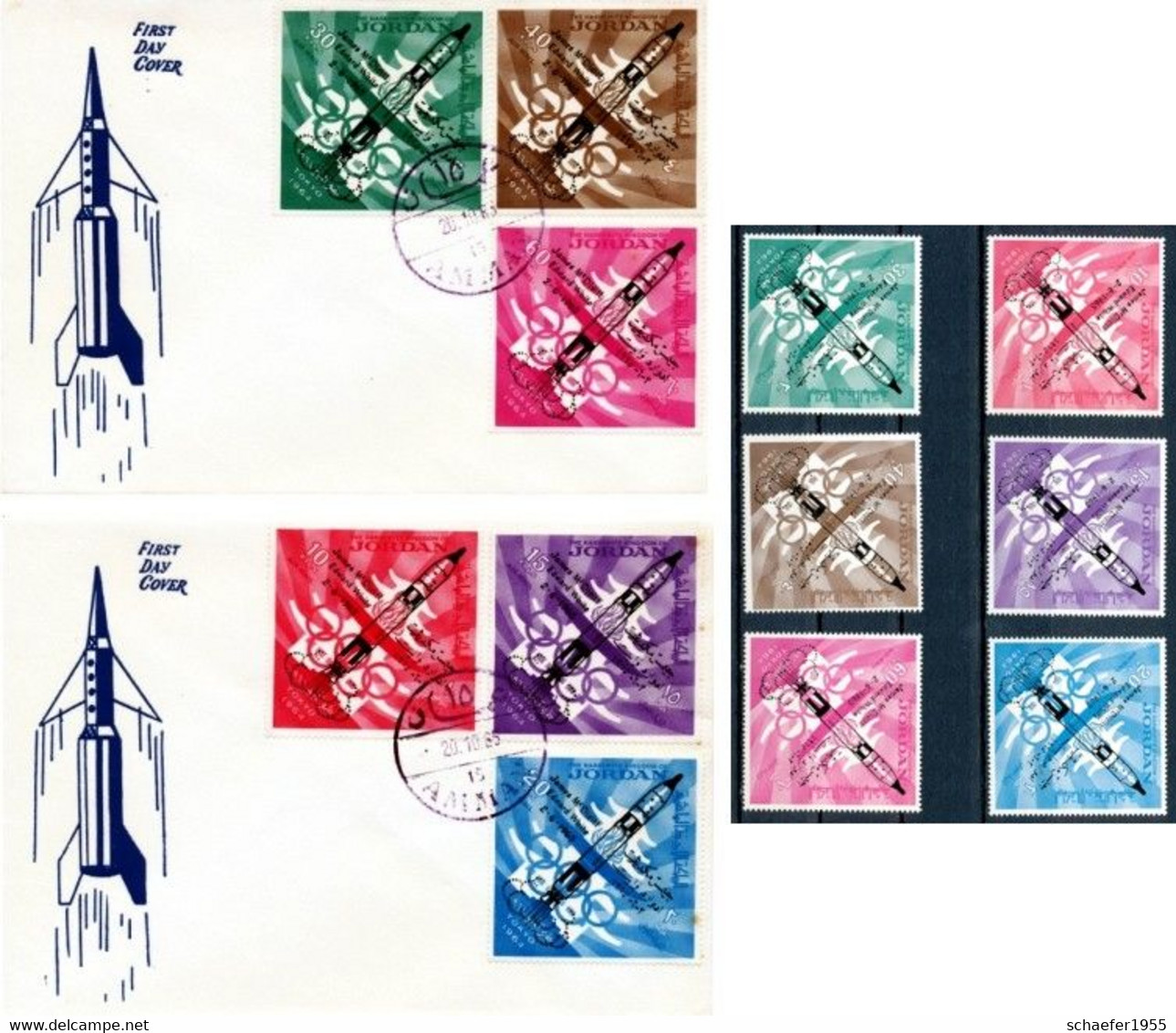 Jordanien, Jordan 1965 Spaceflight 2x FDC + Stamps, Perf, Overp.  Mac Devitt And Edward White - Azië