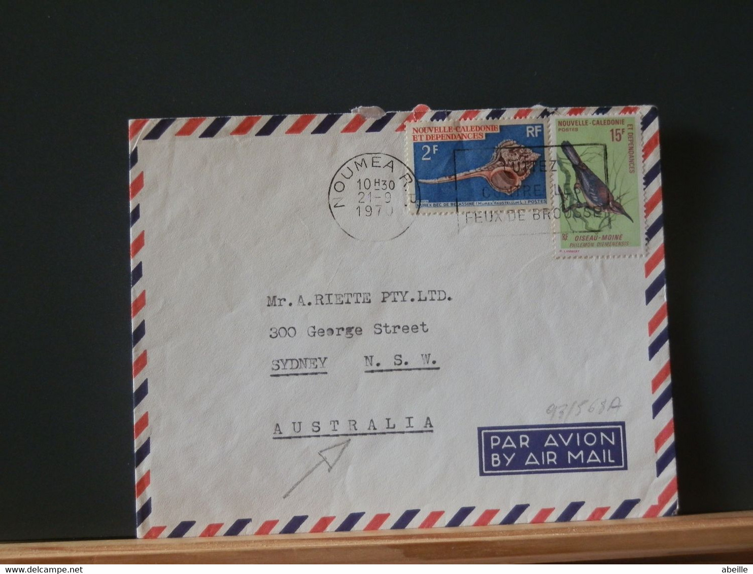 93/568A LETTRE NOUVELLE CALEDONIE POUR AUSTRALIE  1970 - Briefe U. Dokumente