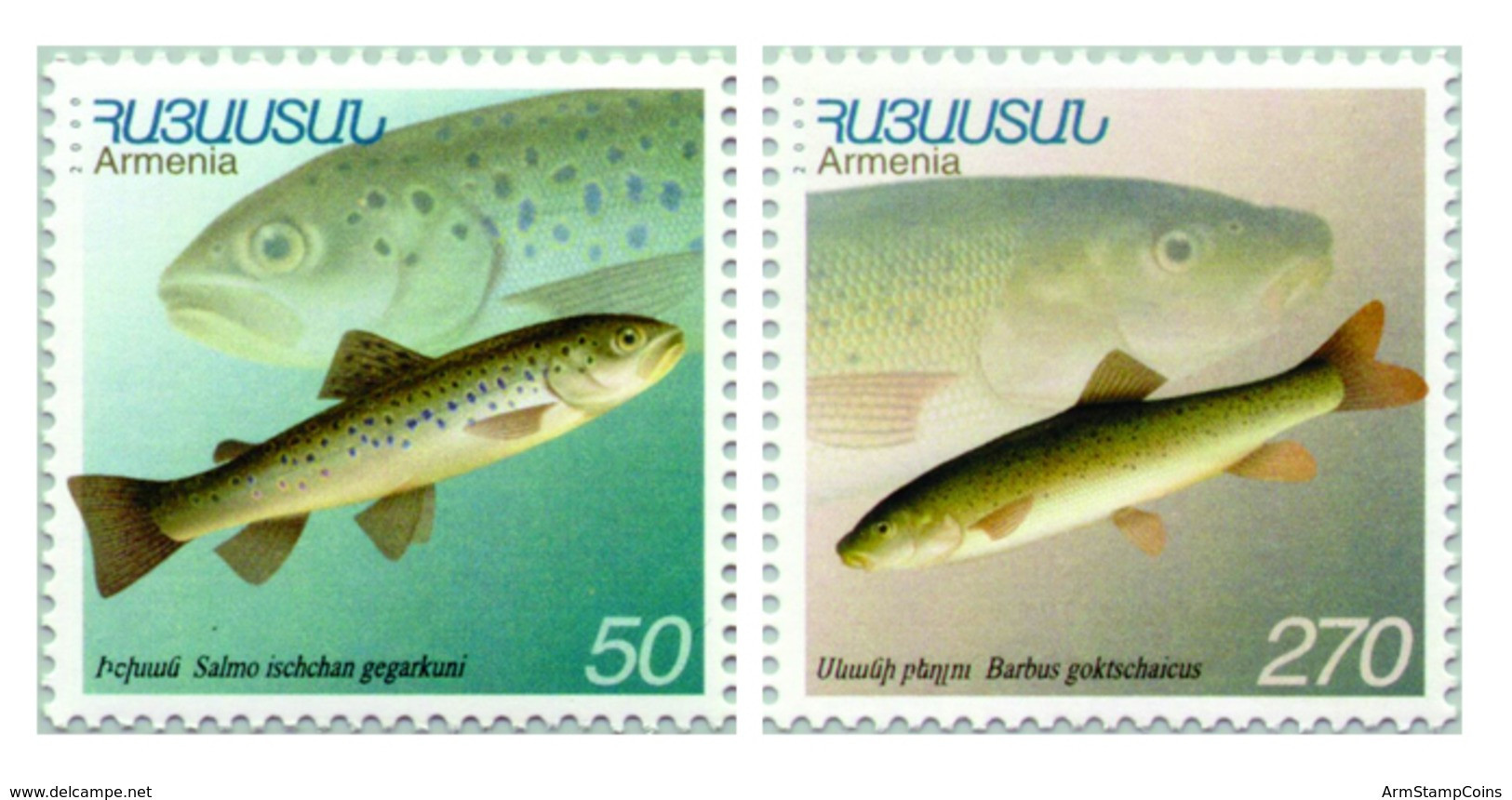Armenia Armenien Arménie MNH** 2000 Mi 371--372 Fauna, Fishes Fish - Armenia