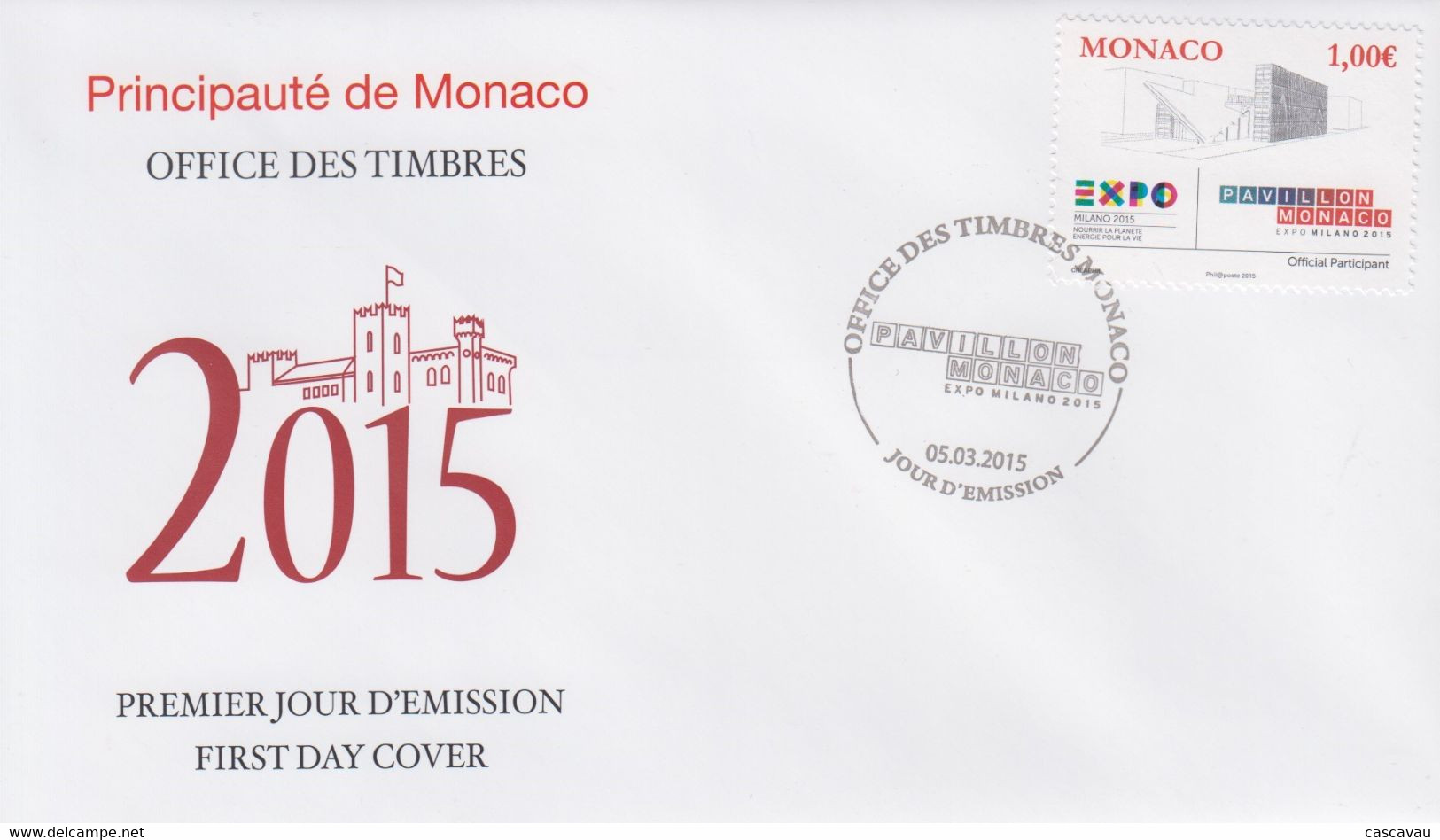 Enveloppe  FDC   1er  Jour    MONACO   Exposition  Universelle   MILAN   2015 - 2015 – Milan (Italy)