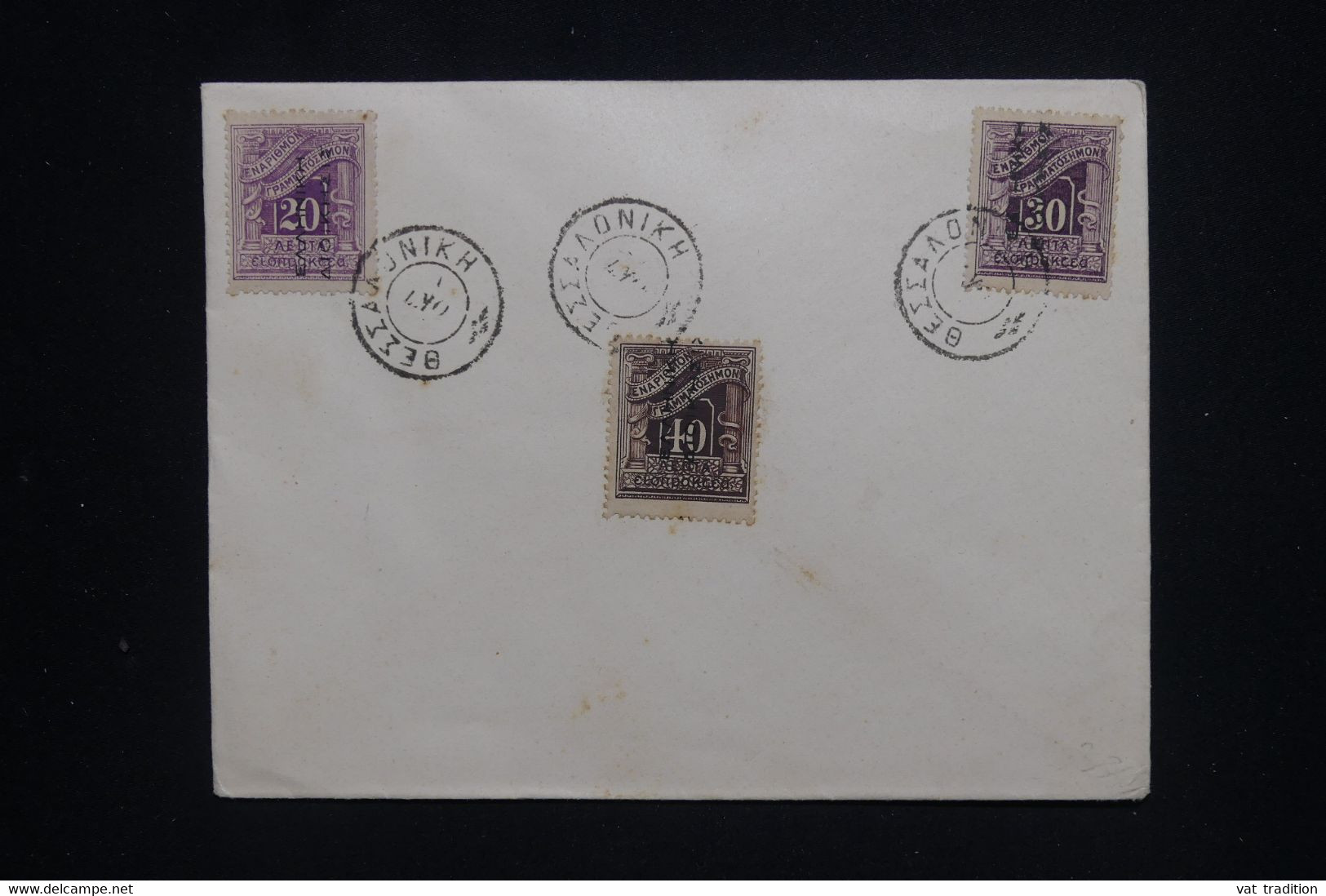 GRECE - 3 Valeurs Timbres Taxes Surchargés De 1912 Sur Enveloppe Avec Oblitération - L 130614 - Lettres & Documents