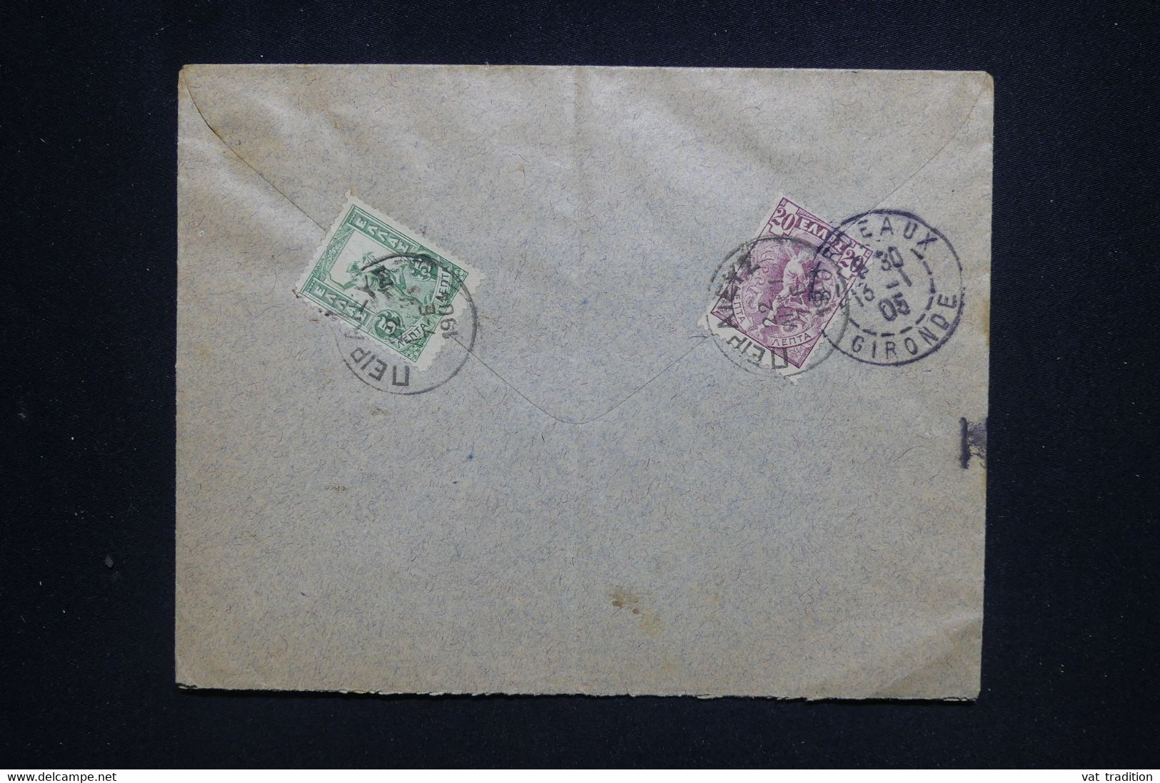 GRECE - Enveloppe Commerciale De Pirée Pour La France En 1905, Affranchissement Au Verso - L 130620 - Storia Postale