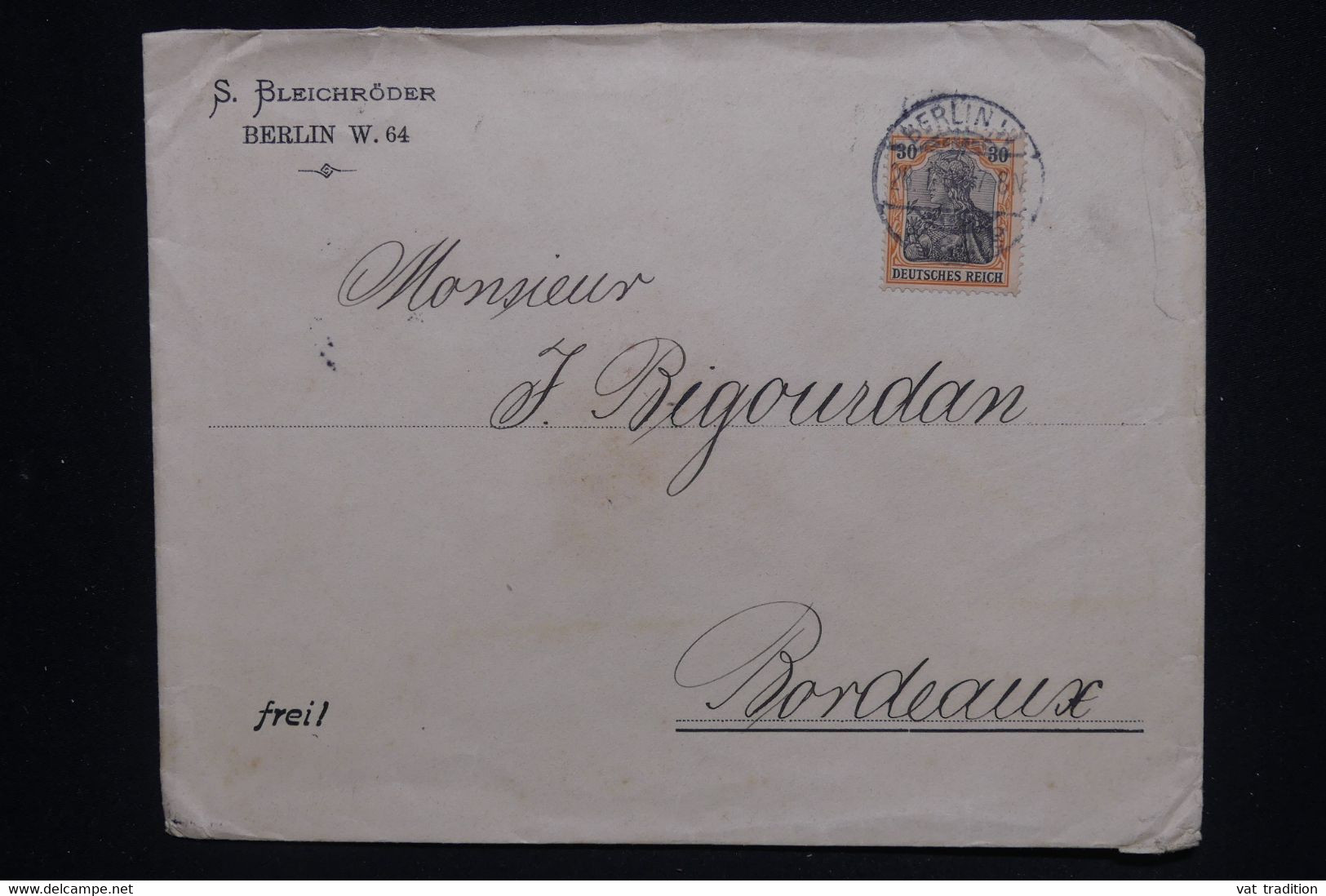 ALLEMAGNE - Enveloppe Commerciale De Berlin Pour La France En 1909 - L 130641 - Cartas & Documentos