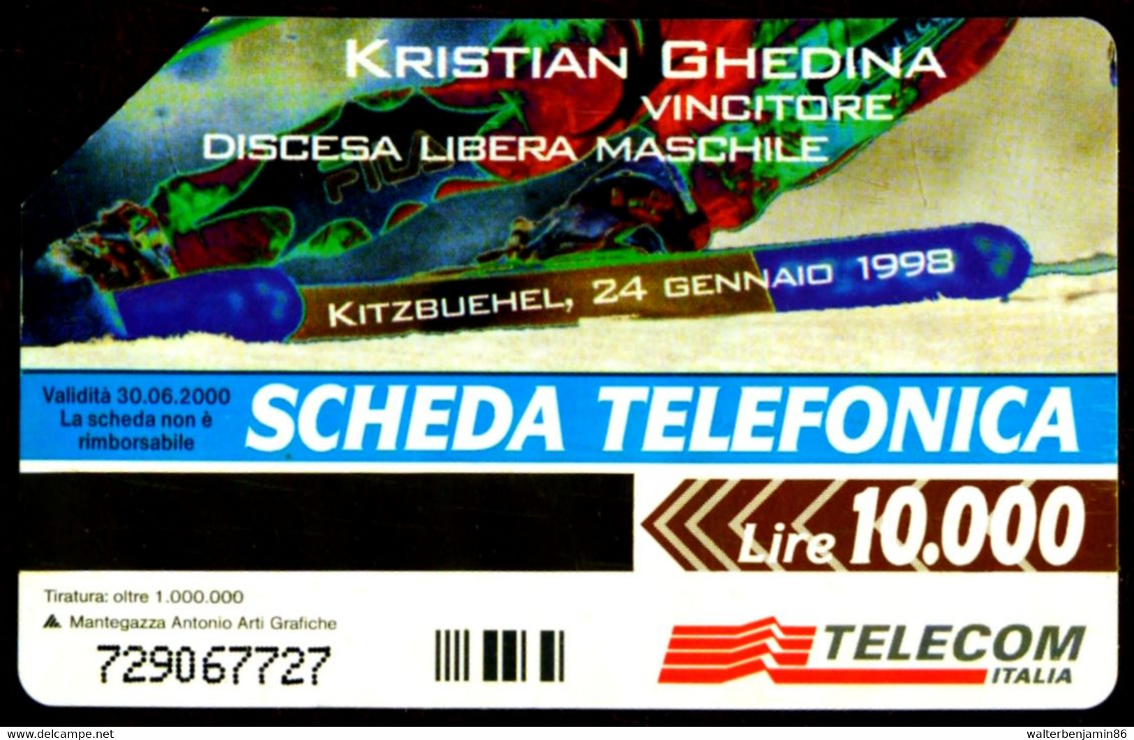 G 839 C&C 2902 SCHEDA TELEFONICA USATA KRISTIAN GHEDINA VARIANTE TRATTO GIALLO - Errori & Varietà