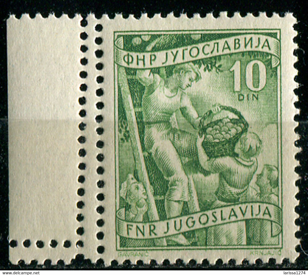 584. Yugoslavia 1951 Definitive 10d ERROR Double And Moved Perforation MNH Michel 680 - Imperforates, Proofs & Errors