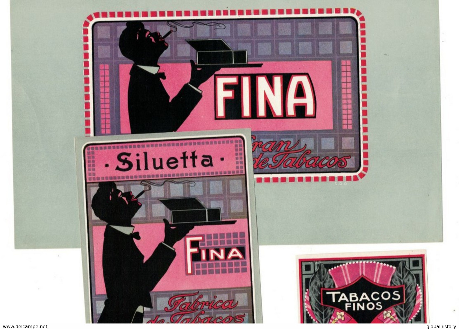 XB1007 SET OF 3  CIGAR BOX LABELS, ETIQUETTES  A CIGARE, KIST ETIKET SILUETTA BLACK BUTLER  SMOKING - Labels