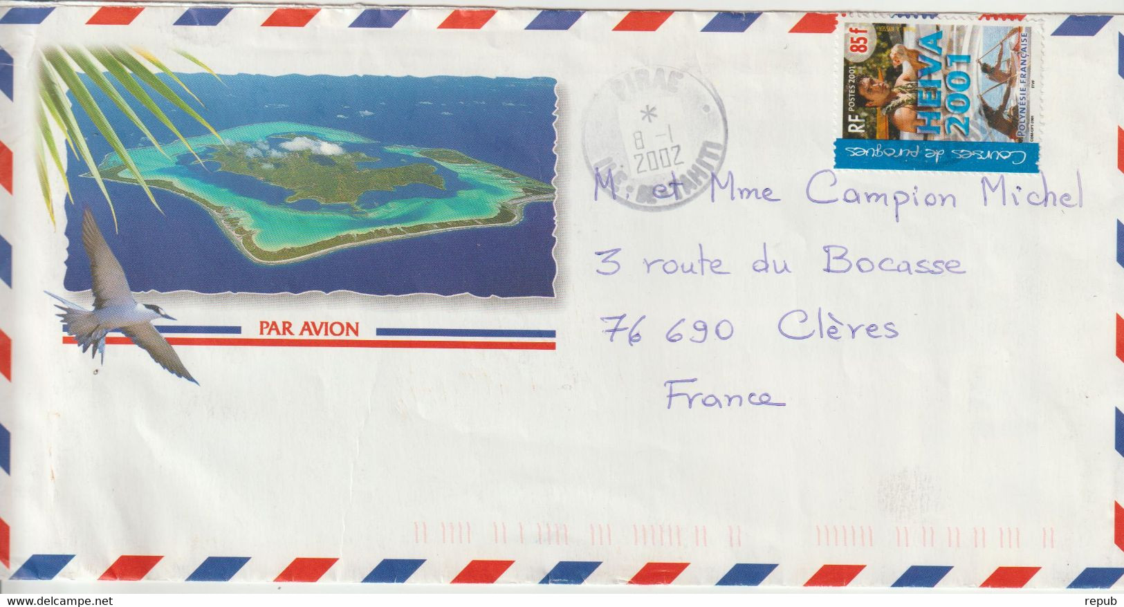 Lettre Polynésie 2002 Pour La France - Cartas & Documentos