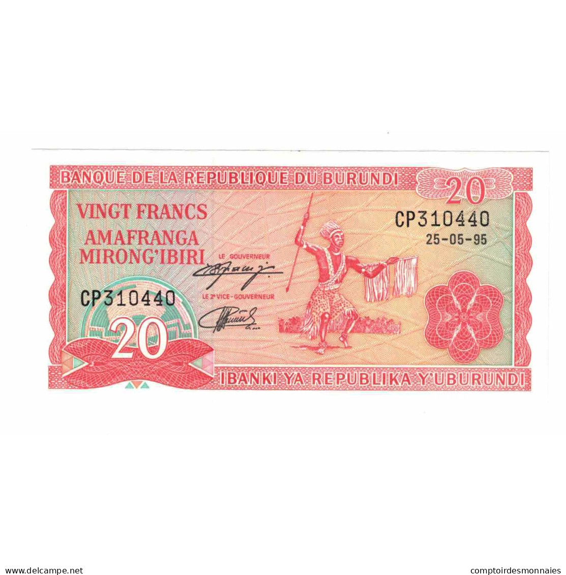 Billet, Burundi, 20 Francs, 1995, 1995-05-25, KM:27c, NEUF - Burundi