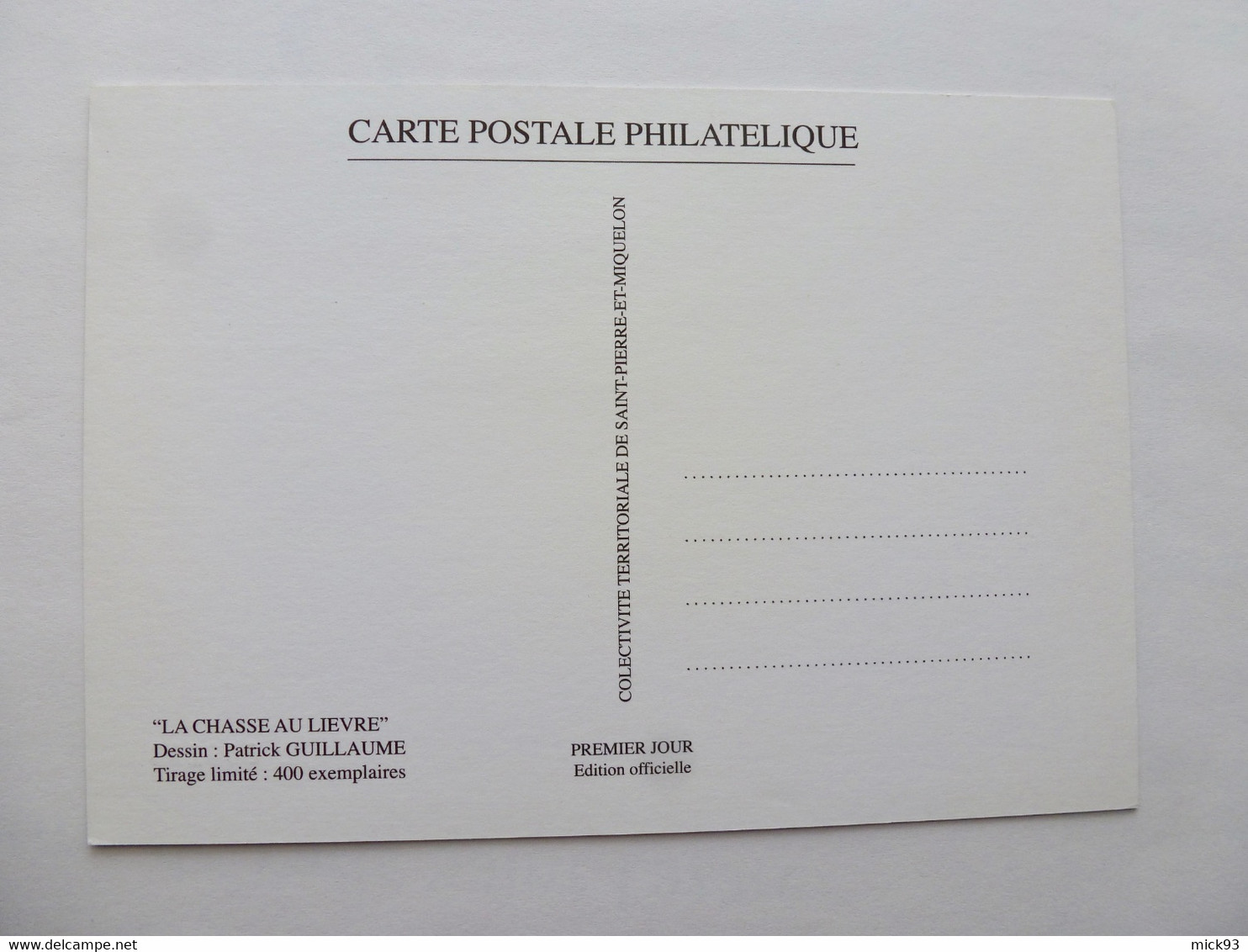 SP&M  Carte Postale Philatélique No 00273 1 Er Jour Du Timbre 937 Y&T 2008 - Usados
