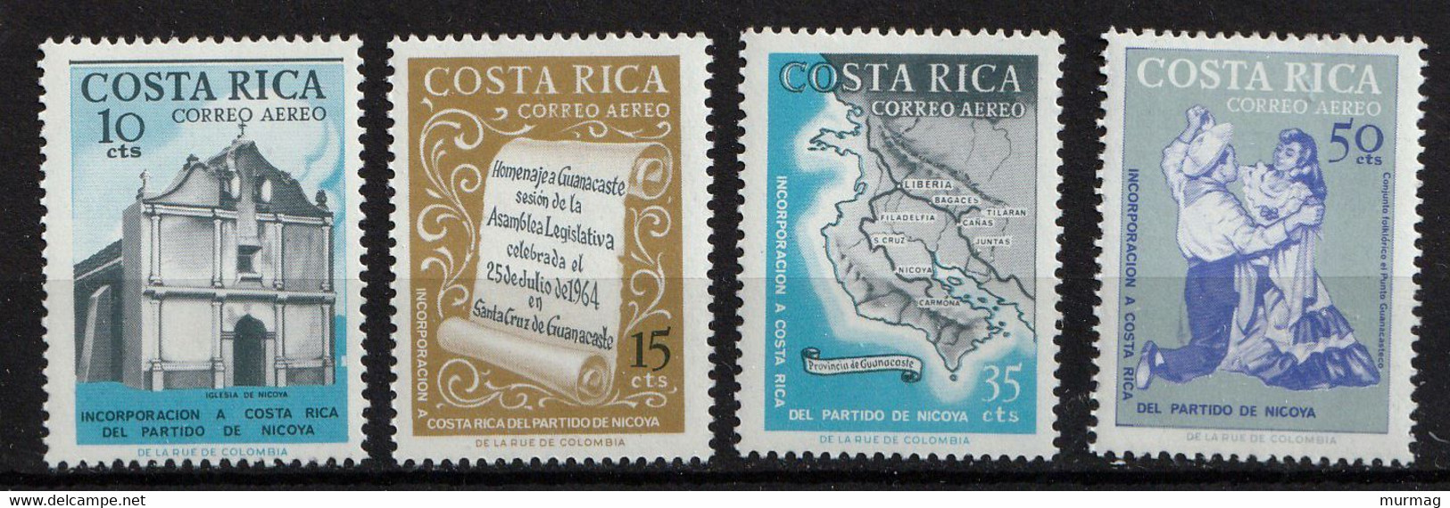 COSTA RICA - Incorporacion A Costa Rica Del Partido De Nicoya, église, Cartes, Leonidas Bricenio - MNH - Costa Rica