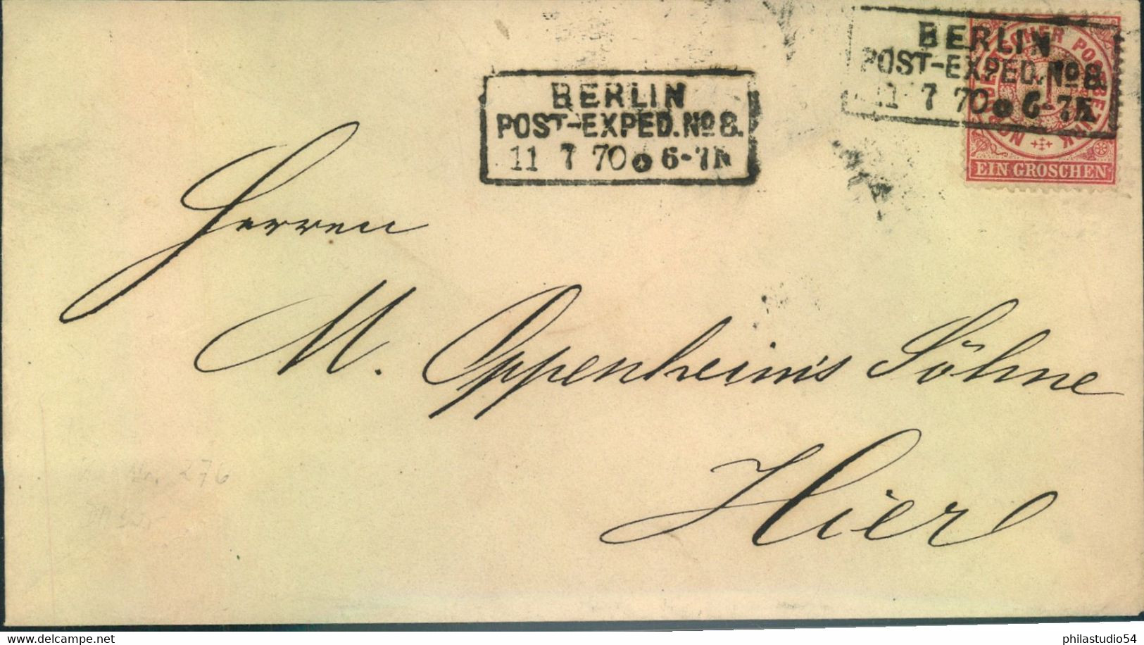 1870,BERLIN POST-EXOED. No. 8 - 11 7 70", Schwarzer Ra3 Auf Ortsbrief 1 Groschen - Brieven En Documenten