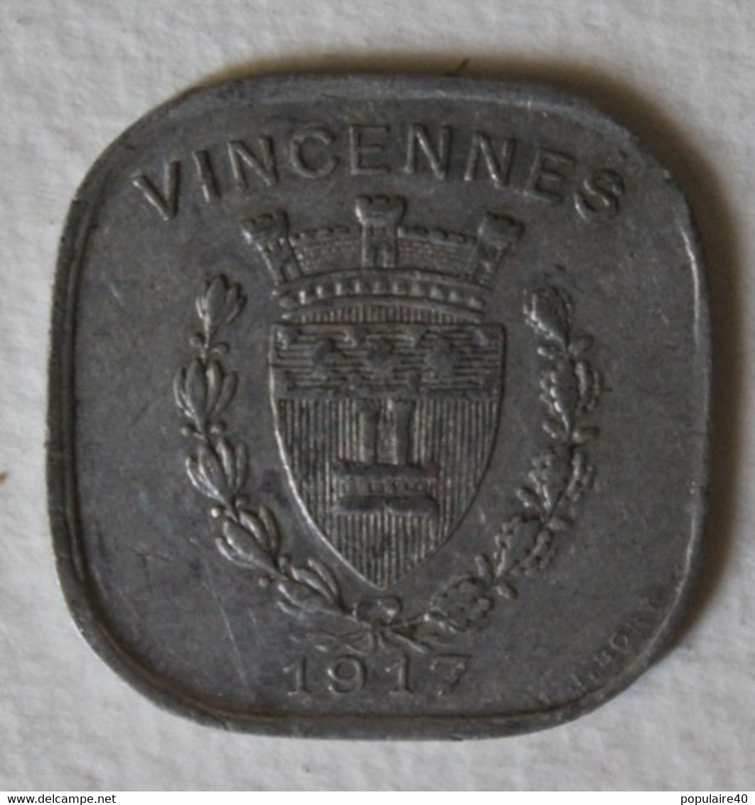 Vincennes 1917 Monnaie Nécessité 20 Cent - Monétaires / De Nécessité