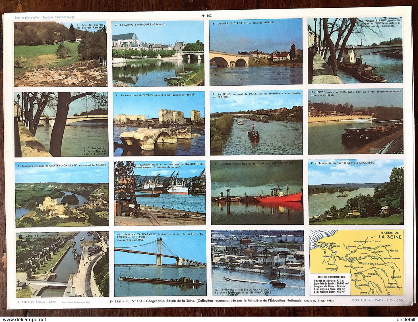 Affiche Pédagogiqu Ecole Images Fleuves Loire Seine Rhone Garonne 4 Planches Scolaires Dechaux éditeur 1950 état Superbe - Materiaal En Toebehoren