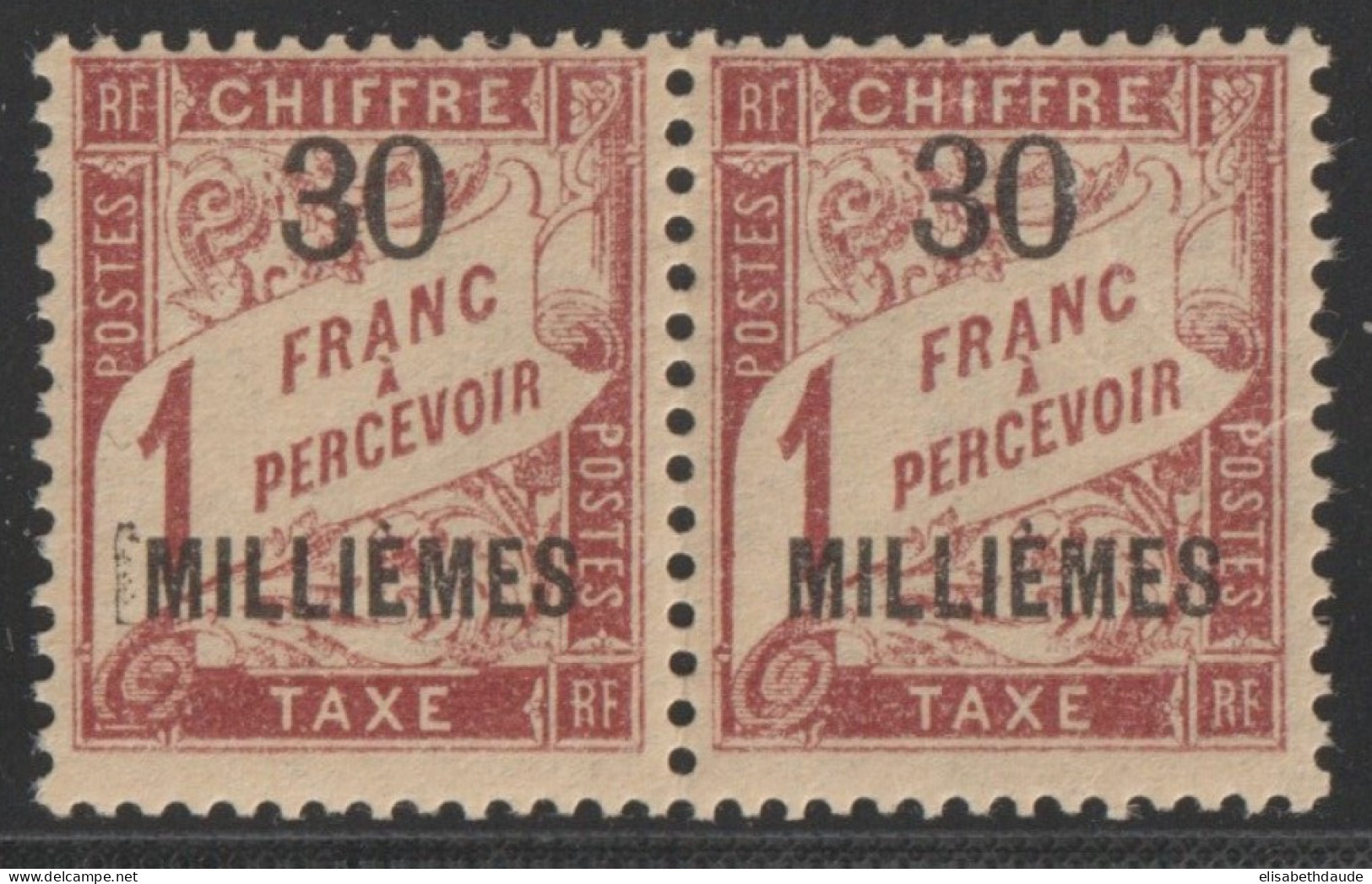 ALEXANDRIE - TAXE - YVERT N°5  PAIRE VARIETE SURCHARGE "IMILLIEMES" TENANT A NORMAL ! ** MNH - - Unused Stamps