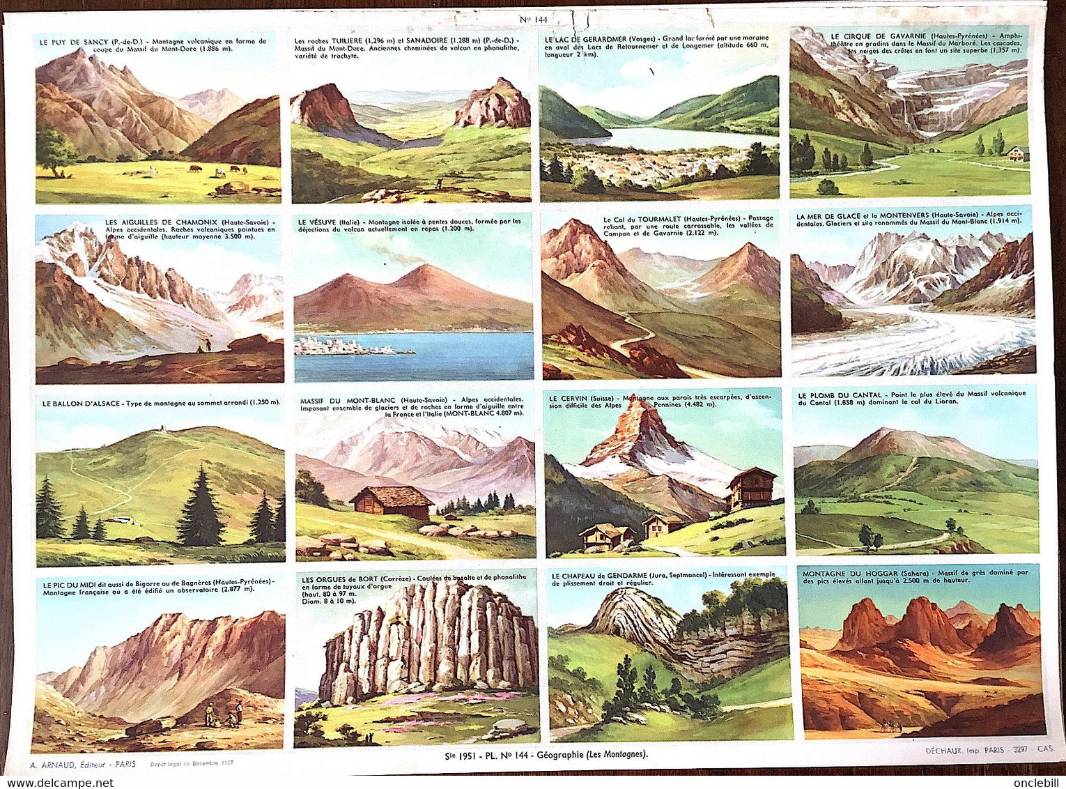 affiche pédagogique ecole images géographie générale 11 planches scolaires dechaux éditeur 1950 état superbe