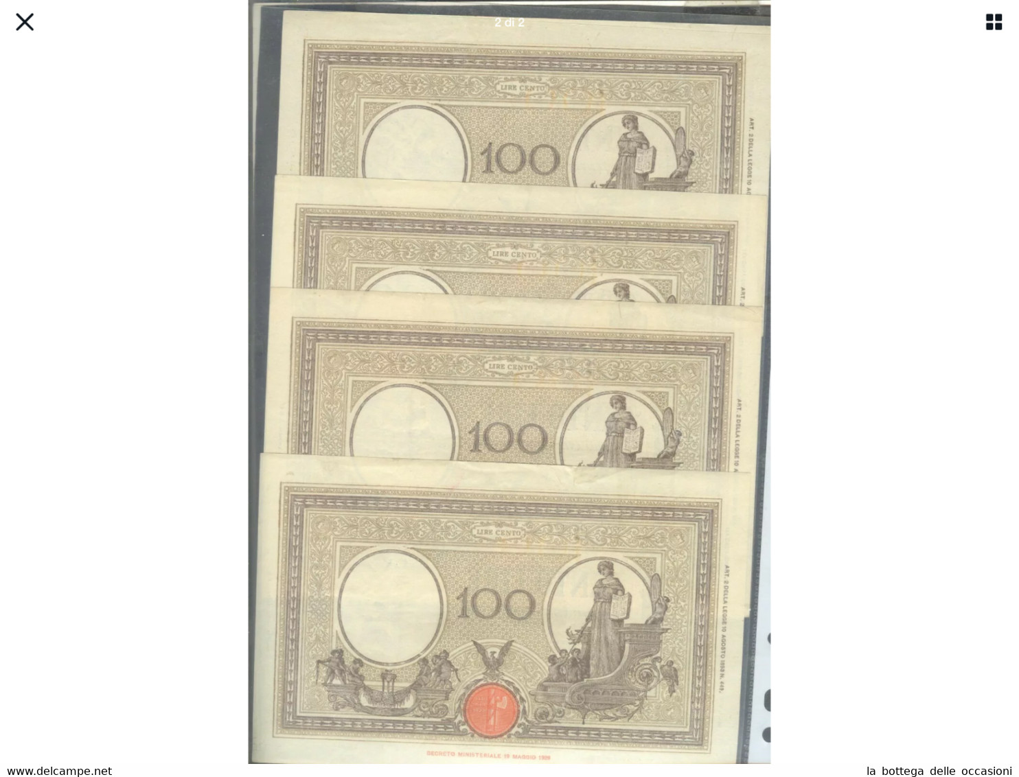 Italia Regno  4 Banconote  Da Lire 100   Barbetti Decreto 1942 Consecutive Alta Conservazione - 100 Liras