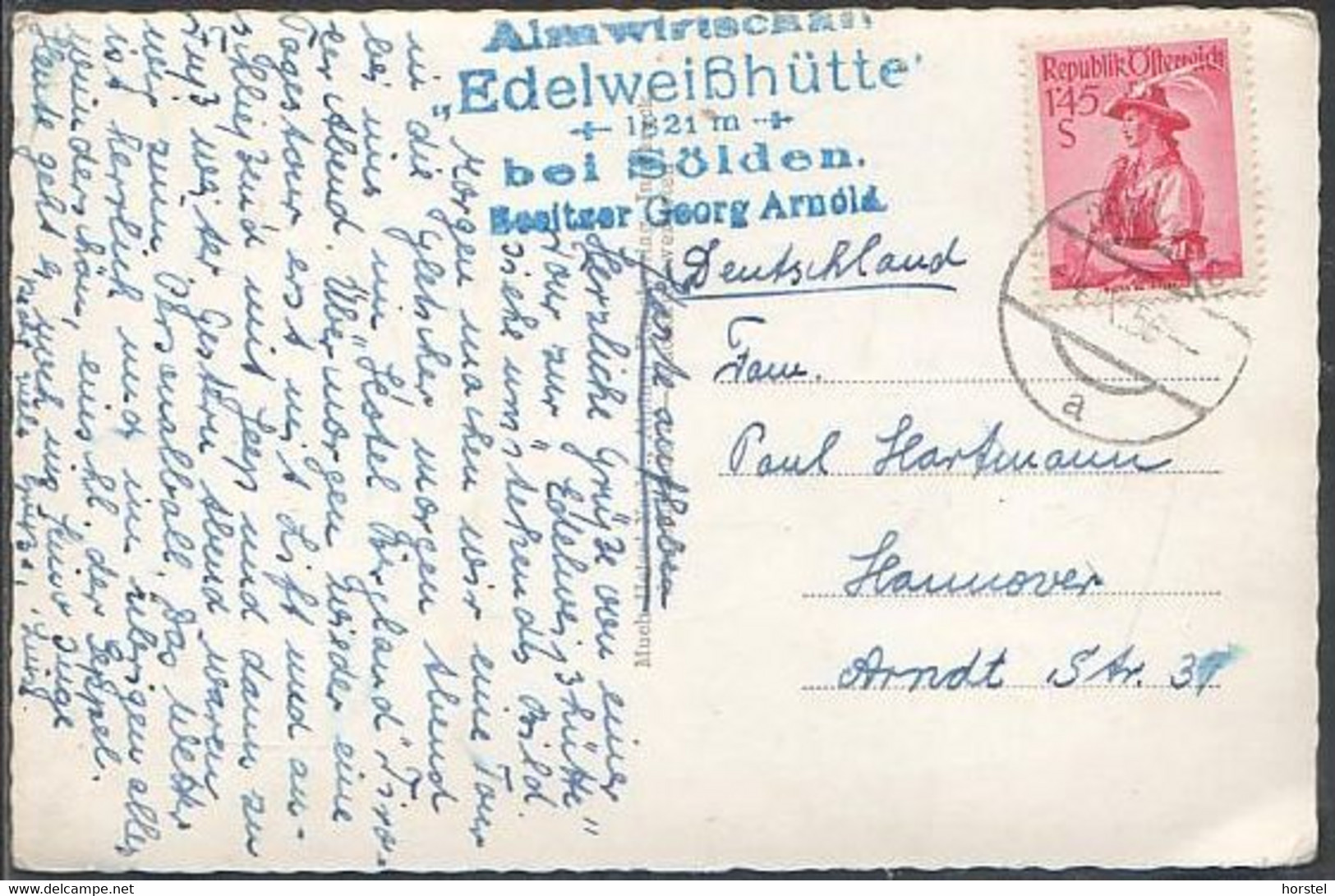 Austria - 6450 Sölden - Edelweißhütte Bei Sölden - Nice Stamp 1956 - Sölden