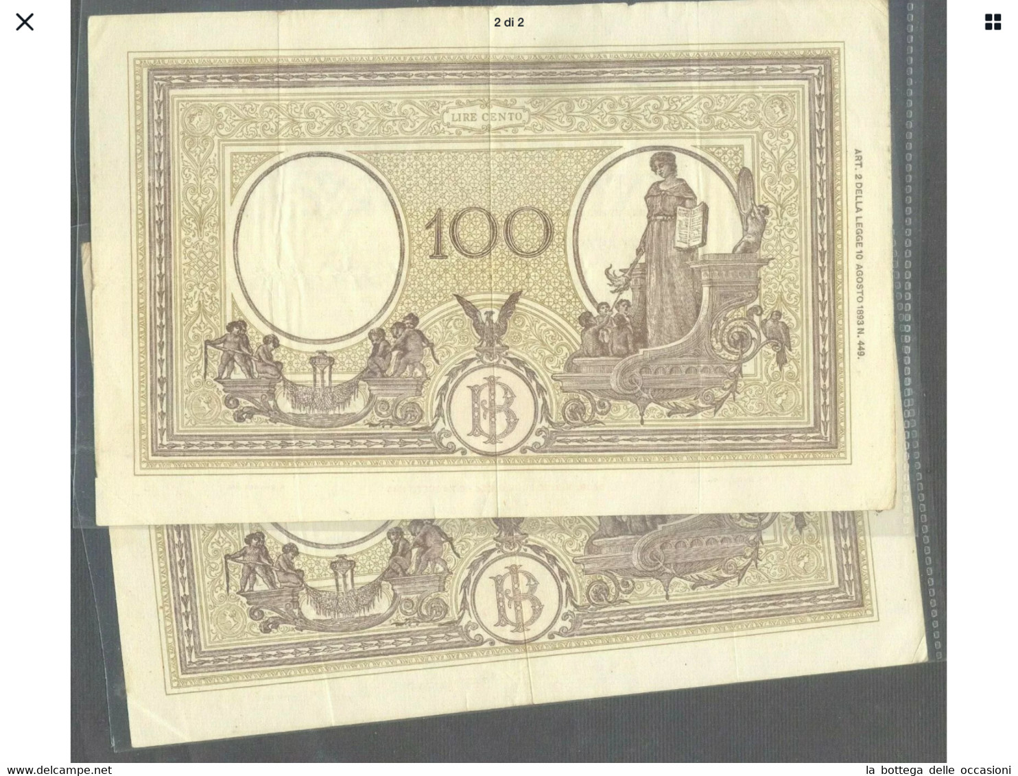 Italia Regno  2 Banconote  Da Lire 100   Barbetti Decreto 1943 Q/ Consecutive Alta Conservazione - 100 Lire