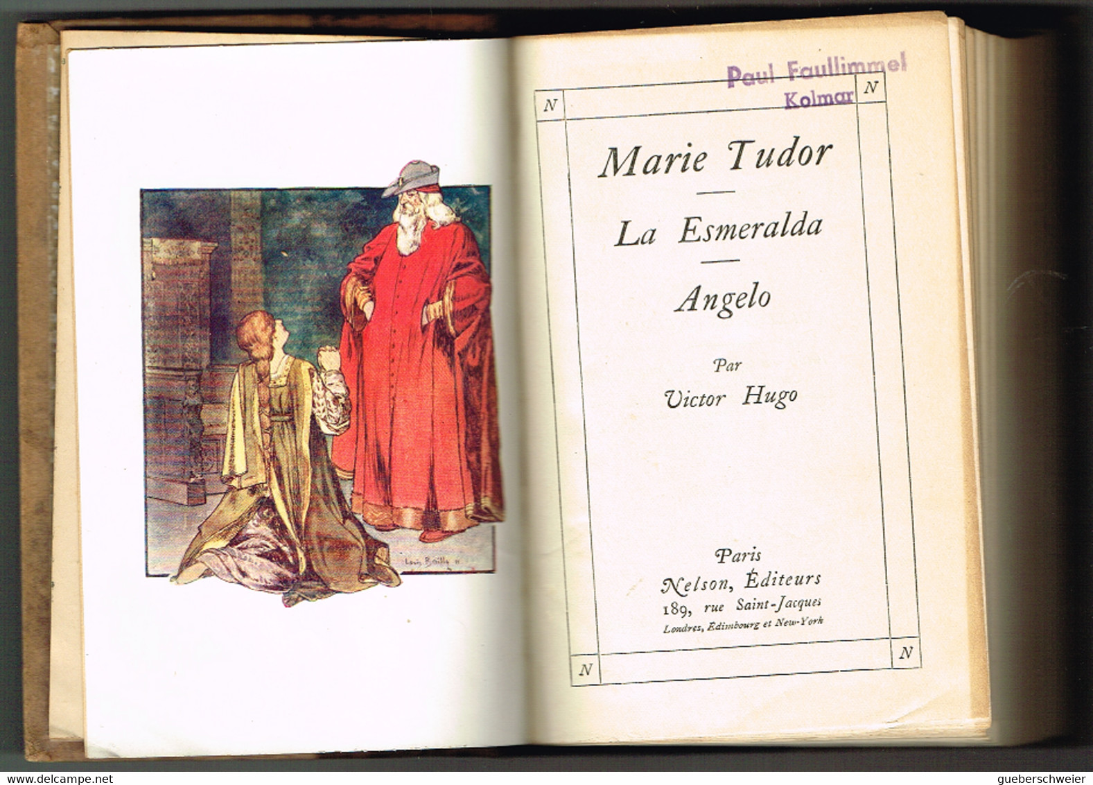 collection de 8 livres anciens des oeuvres complètes de Victor Hugo Editions Nelson Paris