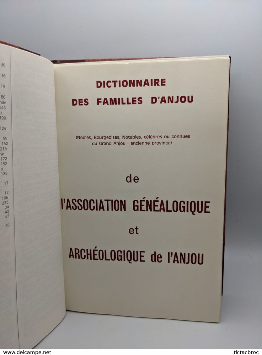 Dictionnaire Des Familles De L'Anjou De L'association Généalogique Et Archéologique De L'Anjou Généalogie 1977 - Dictionnaires