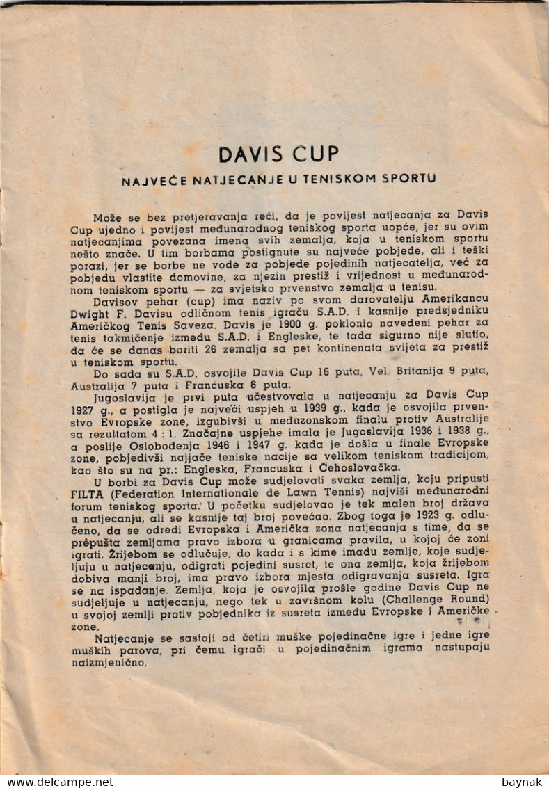 CROATIA,  ZAGREB, SALATA  --  TENNIS  --  DAVIS CUP -   AUSTRIA Vs YUGOSLAVIA    5. - 7. V. 1950  --  PALADA, MITIC, BRA - Libri