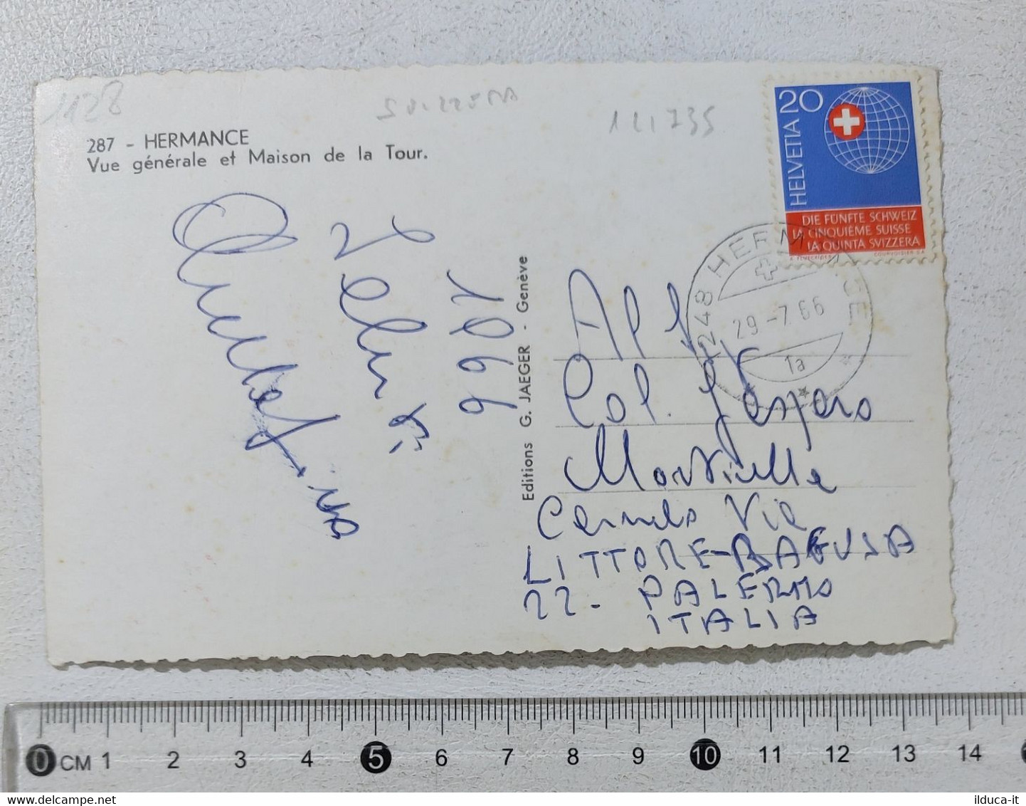I121735 Cartolina Svizzera - Hermance - Vue Generale Maison De La Tour - VG 1966 - Hermance