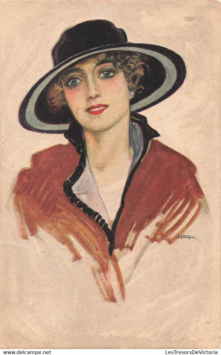 CPA Illustrateur  - Carte Italienne - Portrait De Femme Avec Un Chapeau - Uff. Rev. Stampa Milano 30 4 917 N°664 - Otros & Sin Clasificación