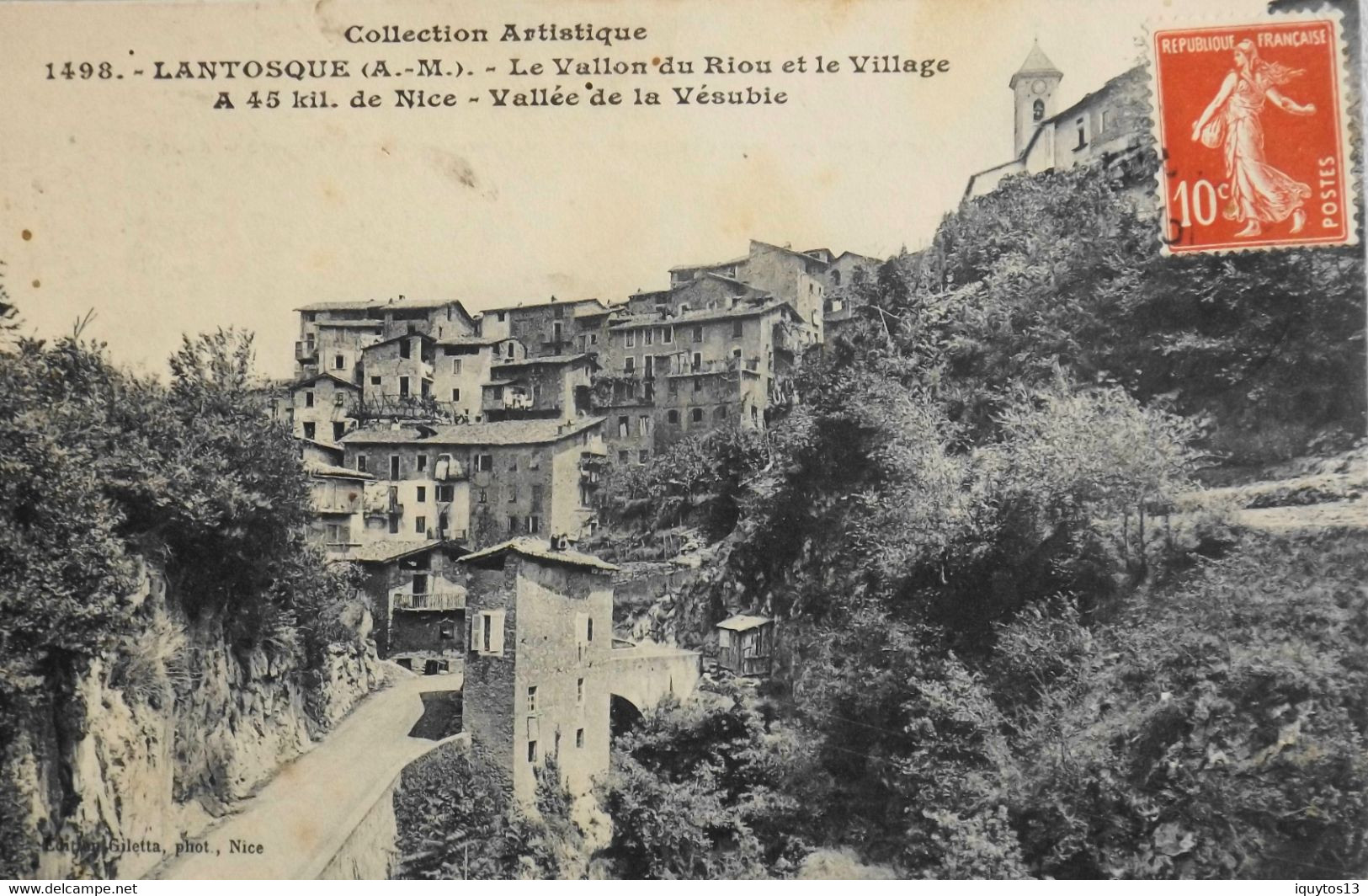 CPA. -  [06] - Lantosque - Le Vallon Du Riou Et Le Village - Vallée De La Vésubie - Tampon Daté 1910 - TBE - Lantosque