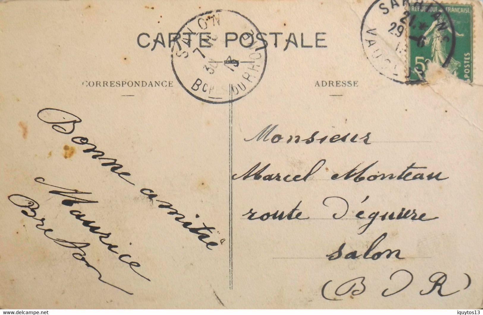 CPA. - [84] Vaucluse > SARRIANS - Place Du Casino - Tampon Daté 1913 - En L'état - Sarrians