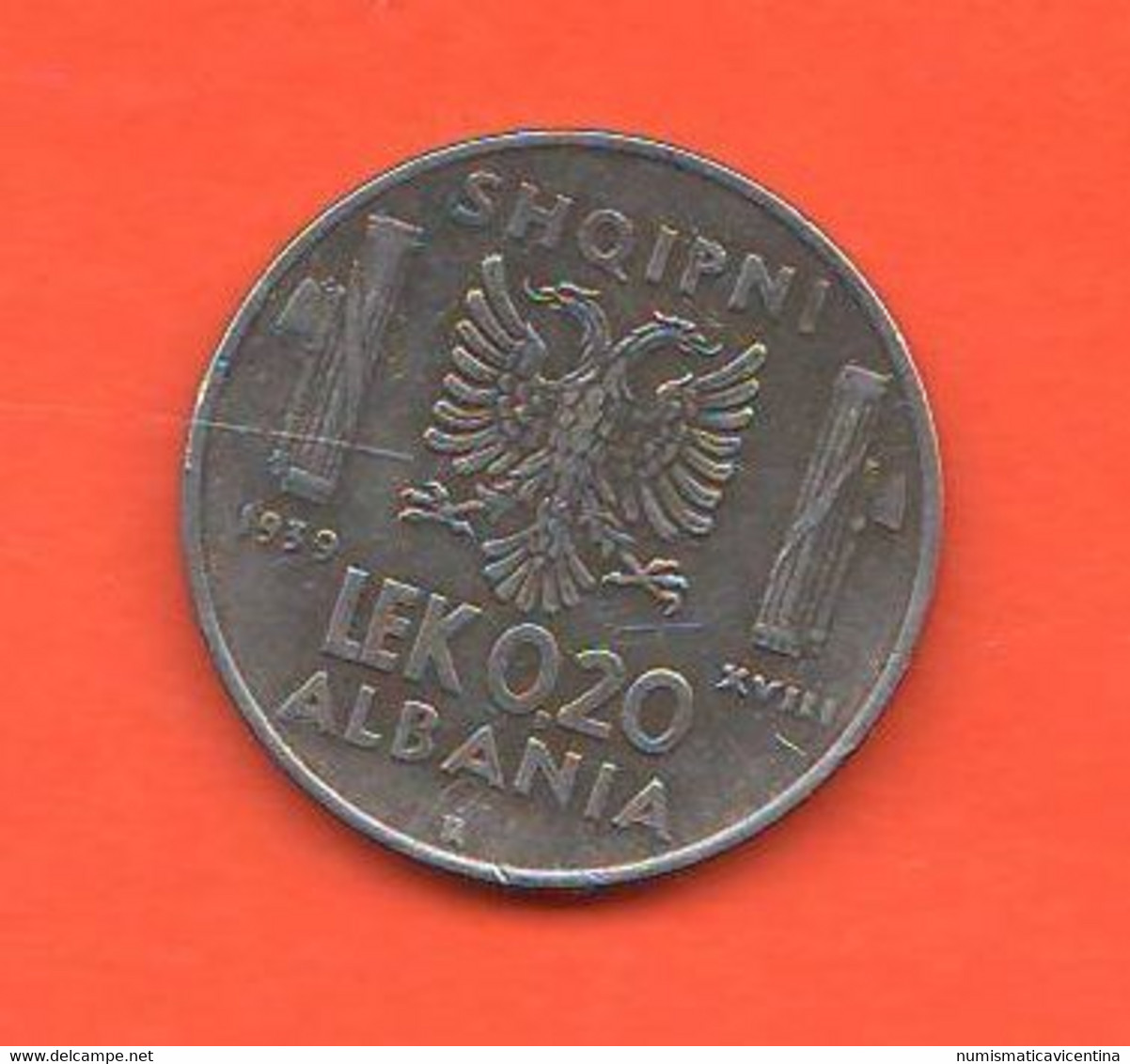 Albania 0,20 Lek 1939 Albanie Shqipni Steel Coin - Albanië